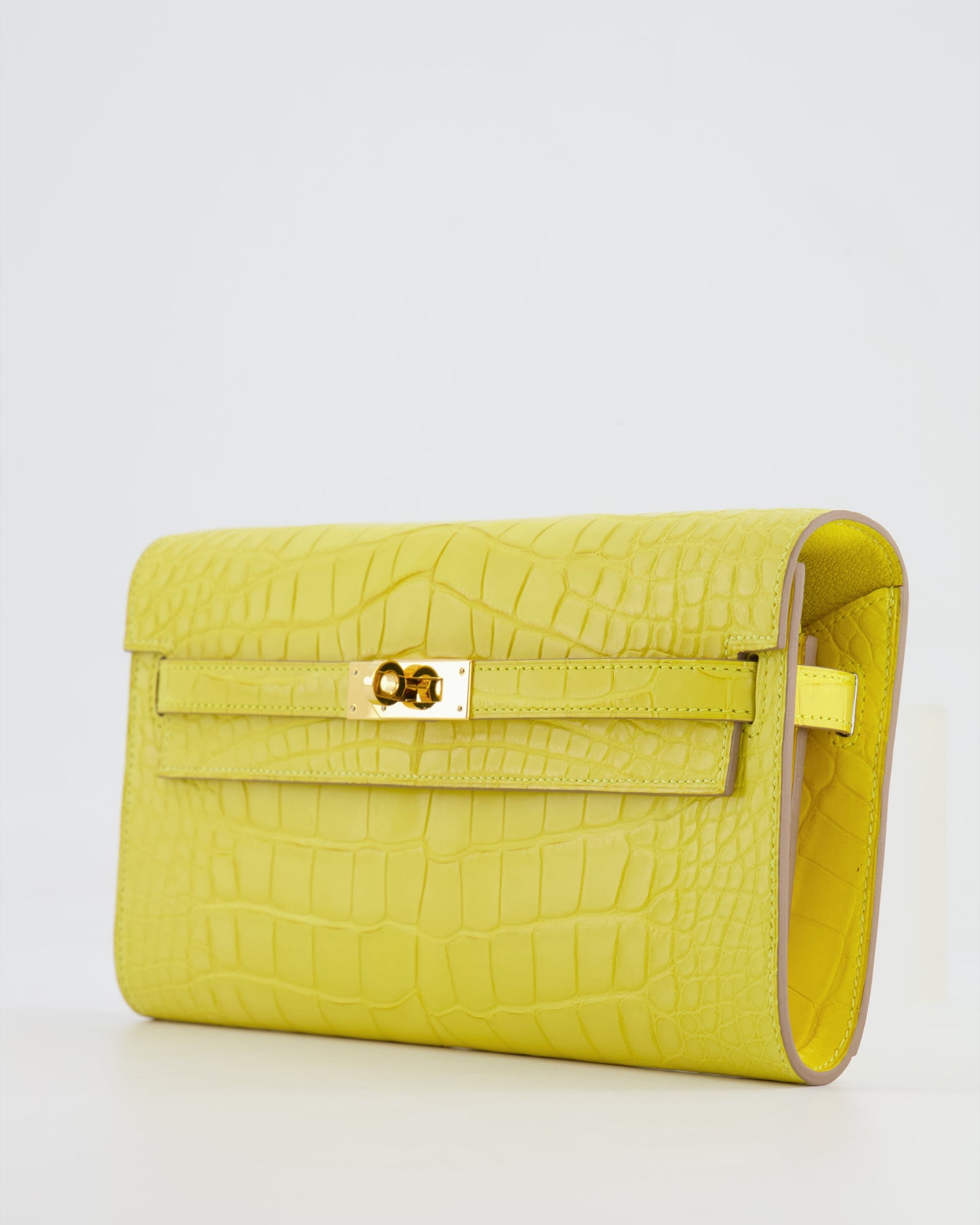 *RARE* Hermes Kelly To Go Bag in Jaune Mimosa Alligator Mississippiensis Leather with Gold Hardware