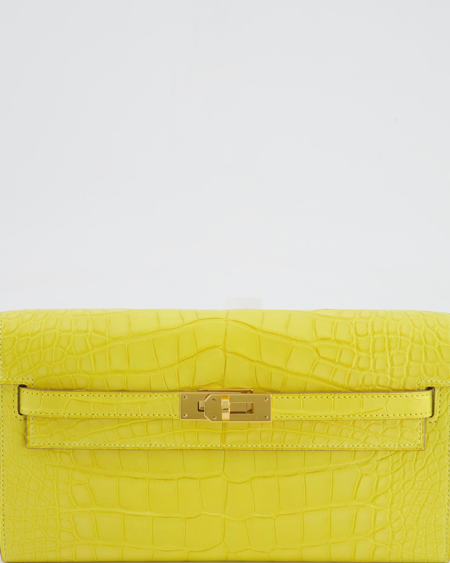 *RARE* Hermes Kelly To Go Bag in Jaune Mimosa Alligator Mississippiensis Leather with Gold Hardware