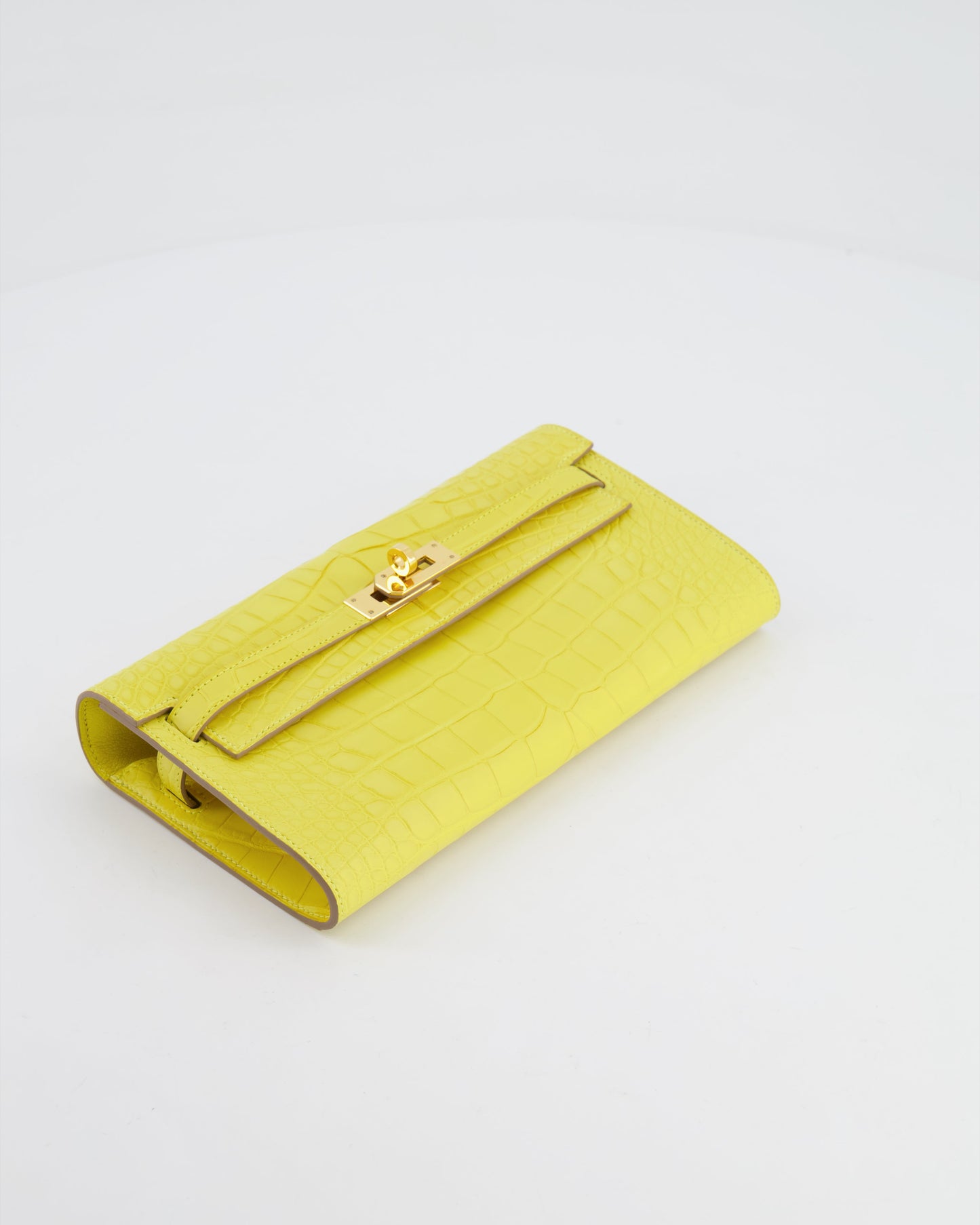 *RARE* Hermes Kelly To Go Bag in Jaune Mimosa Alligator Mississippiensis Leather with Gold Hardware