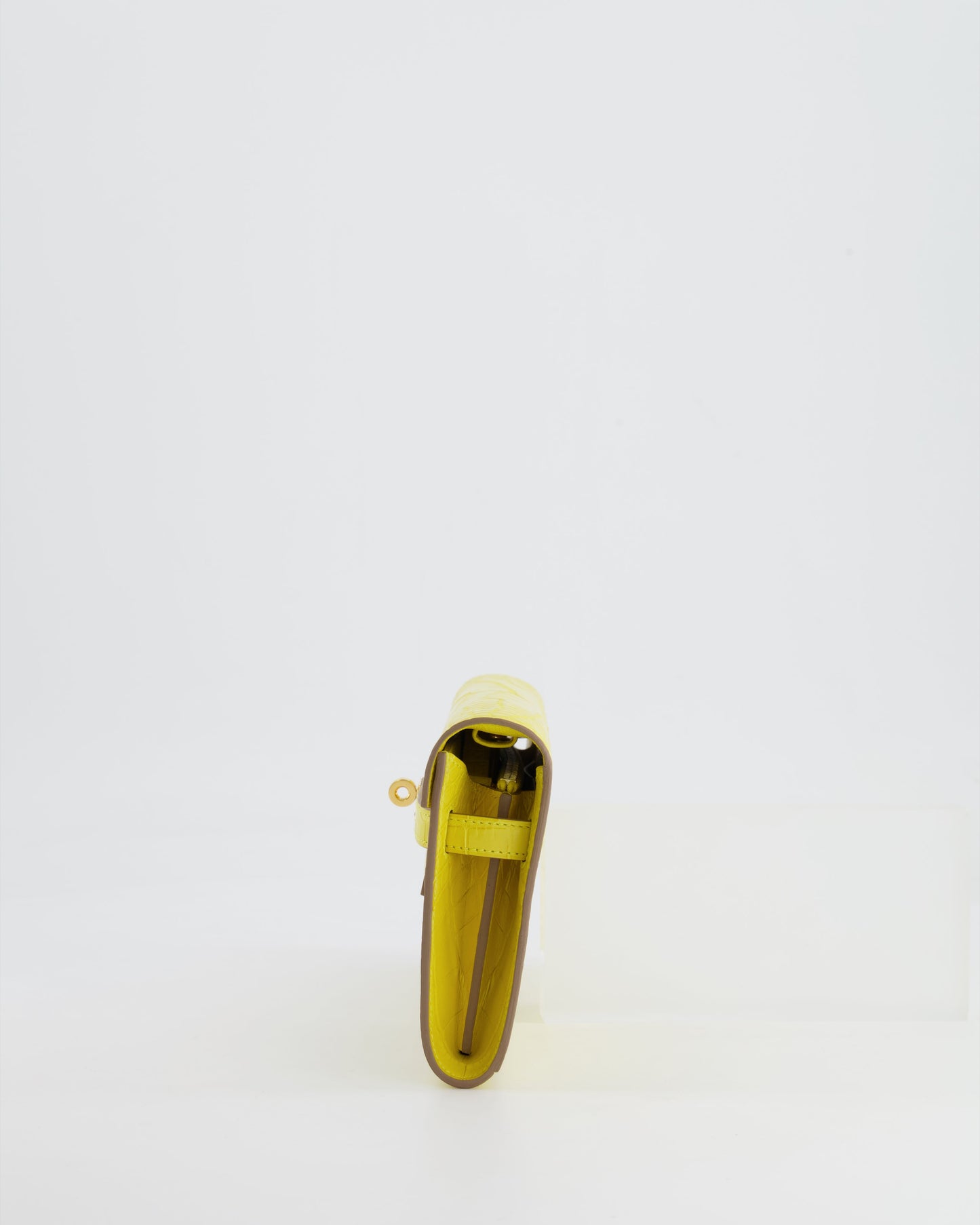 *RARE* Hermes Kelly To Go Bag in Jaune Mimosa Alligator Mississippiensis Leather with Gold Hardware