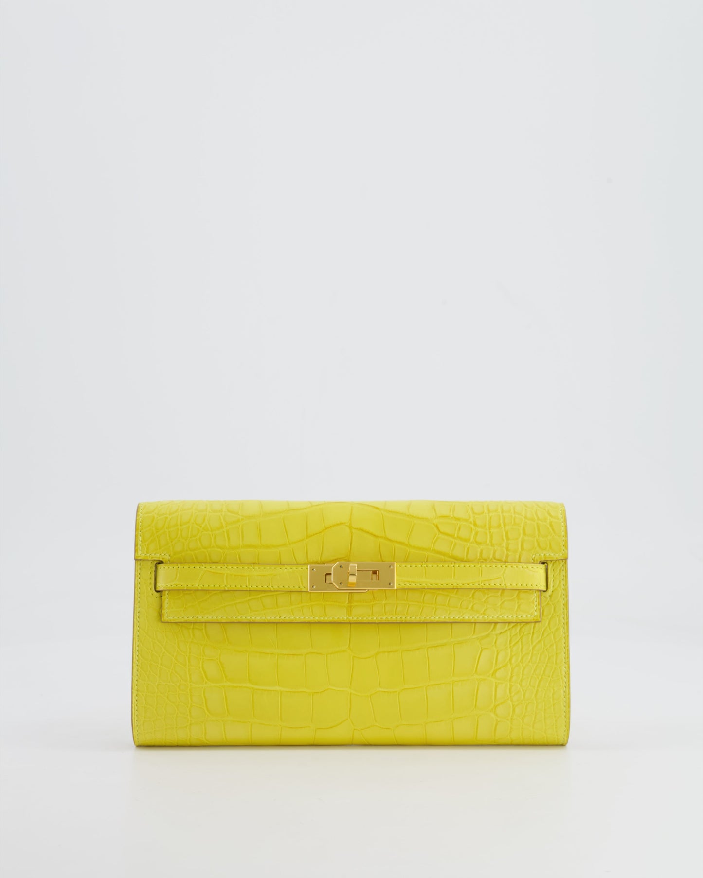 *RARE* Hermes Kelly To Go Bag in Jaune Mimosa Alligator Mississippiensis Leather with Gold Hardware