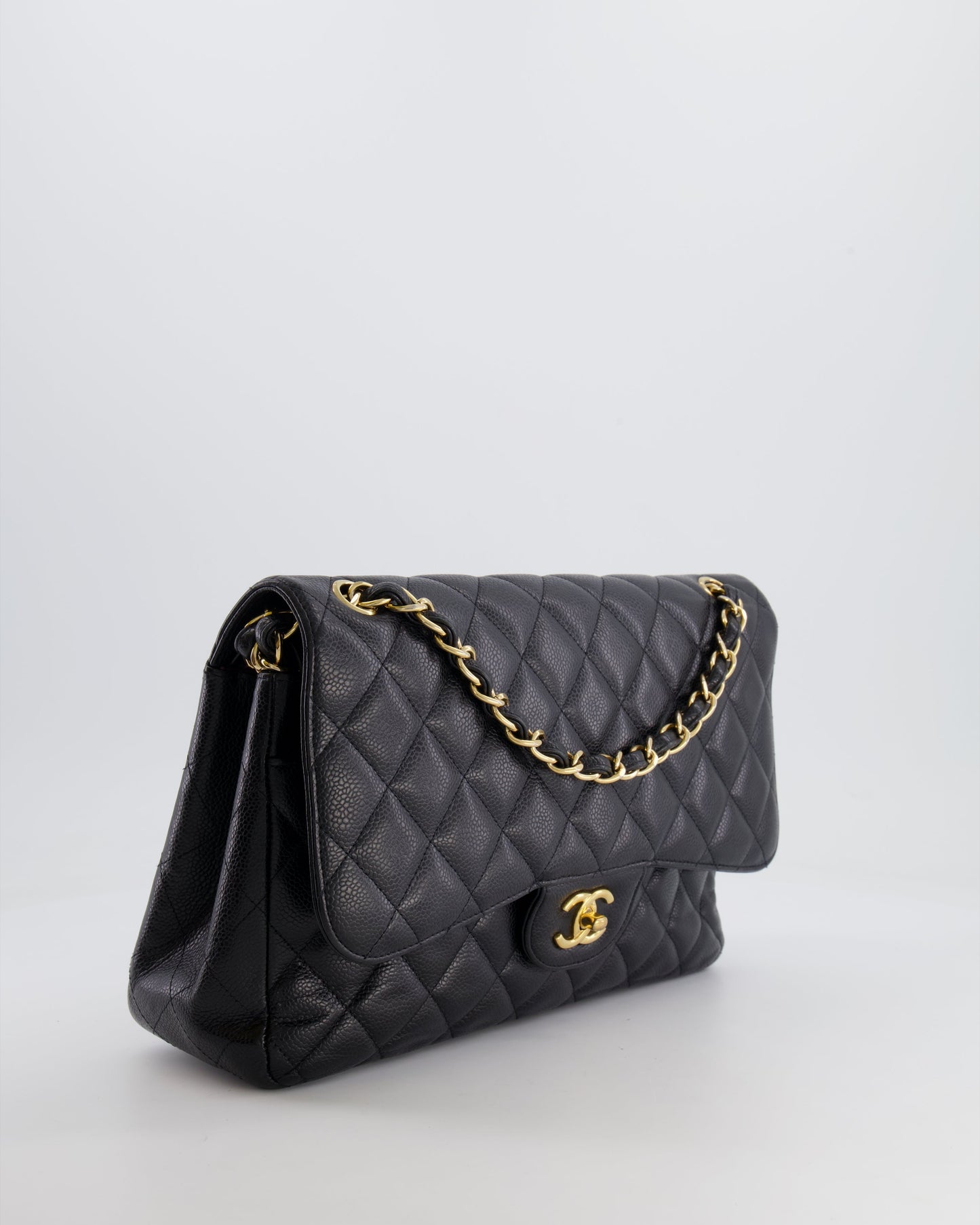 Chanel Black Jumbo Classic Double Flap Bag in Caviar Leather with Gold Hardware RRP ¬ £9,540
