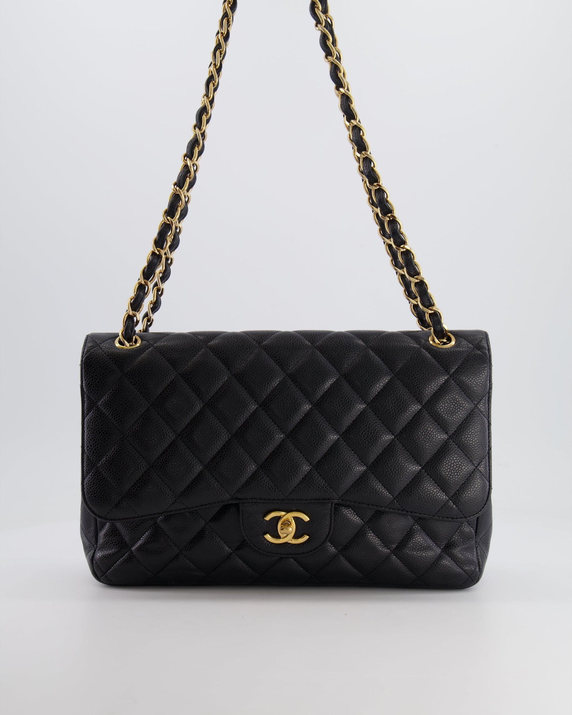 Chanel Black Jumbo Classic Double Flap Bag in Caviar Leather with Gold Hardware RRP ¬ £9,540