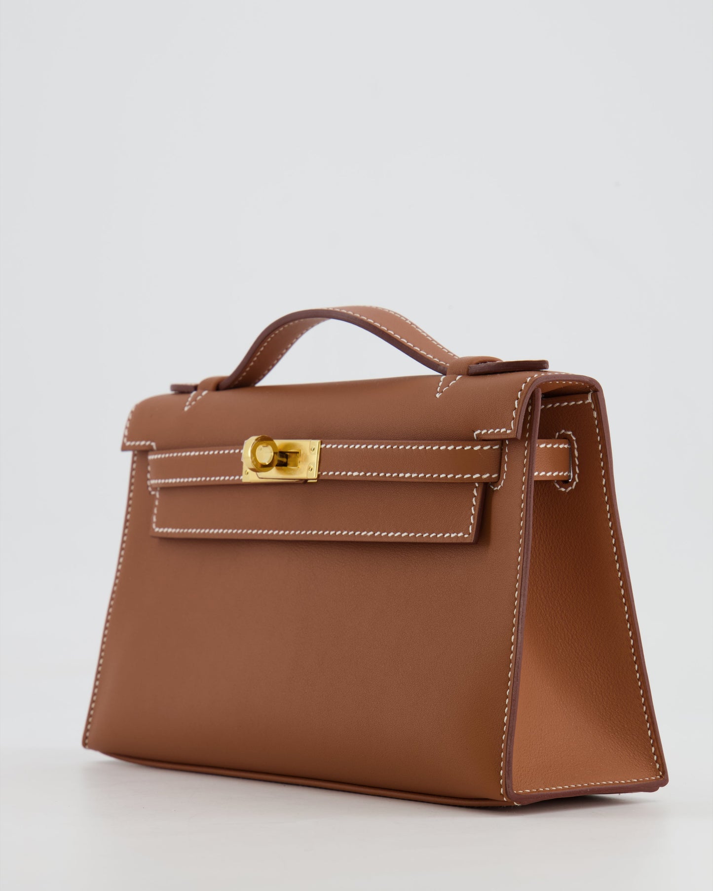 *RARE* Hermes Mini Kelly Pochette Bag in Gold Swift Leather with Gold Hardware