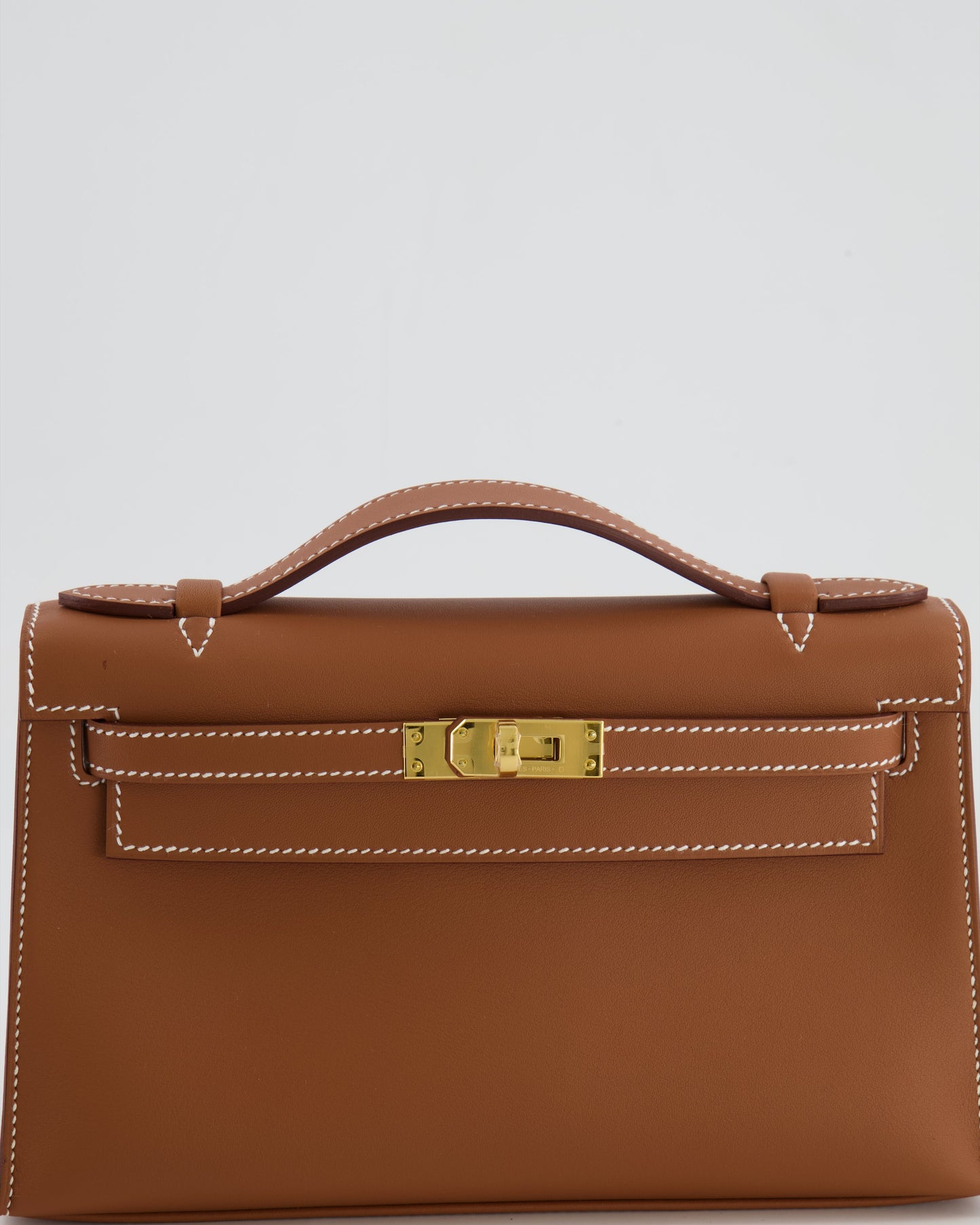 *RARE* Hermes Mini Kelly Pochette Bag in Gold Swift Leather with Gold Hardware