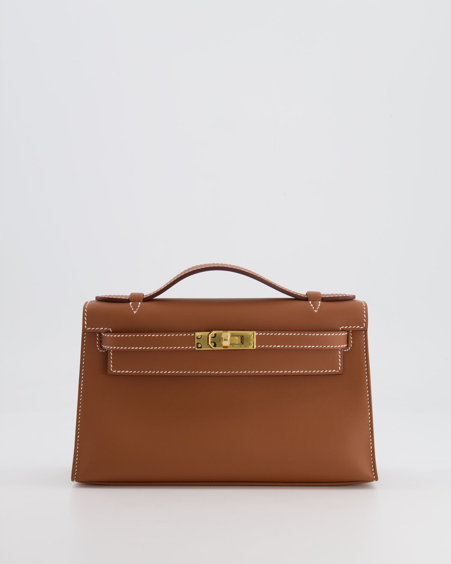 *RARE* Hermes Mini Kelly Pochette Bag in Gold Swift Leather with Gold Hardware