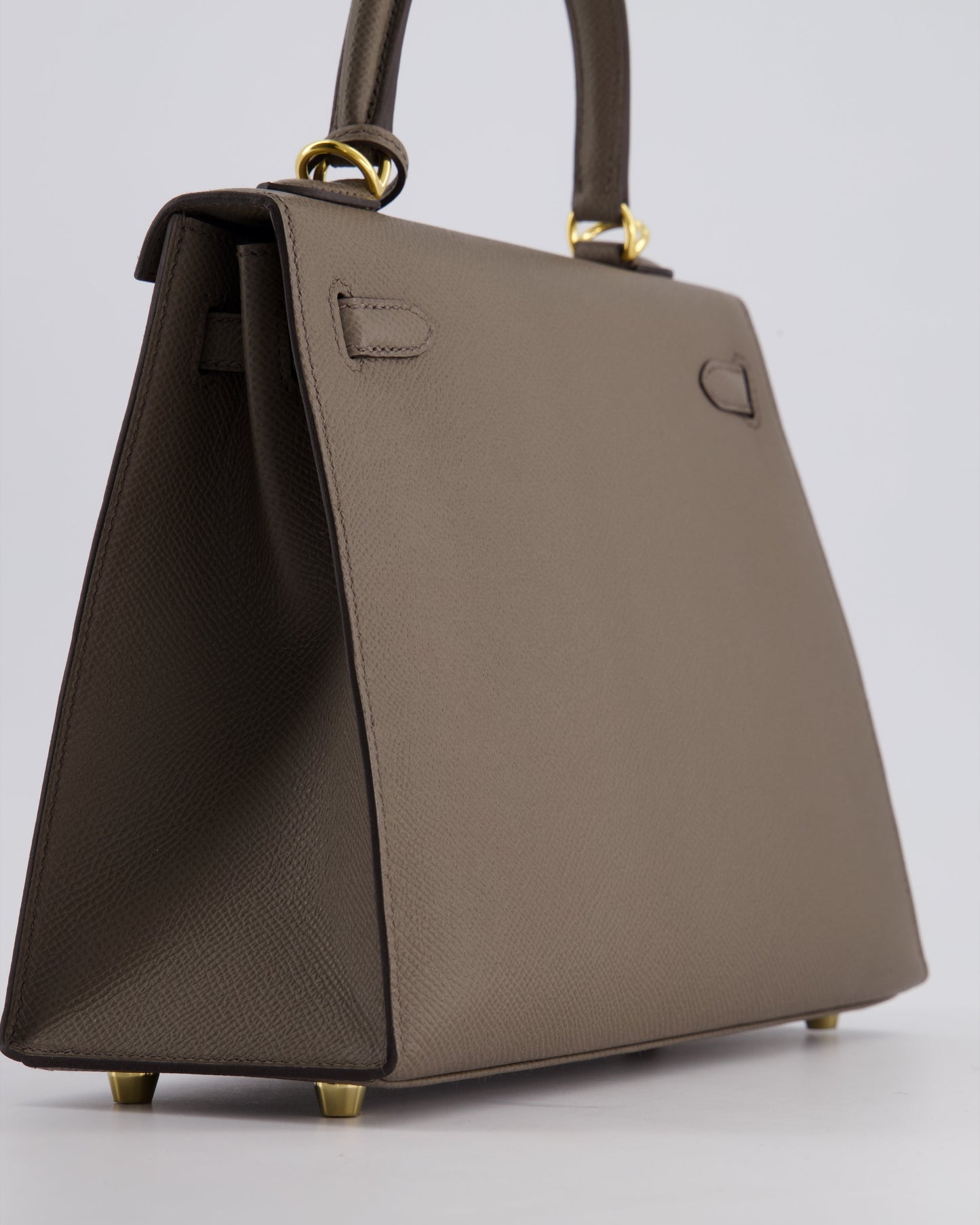 *RARE* Hermes Kelly 25 Sellier Bag in Gris Etain Epsom Leather with Gold Hardware