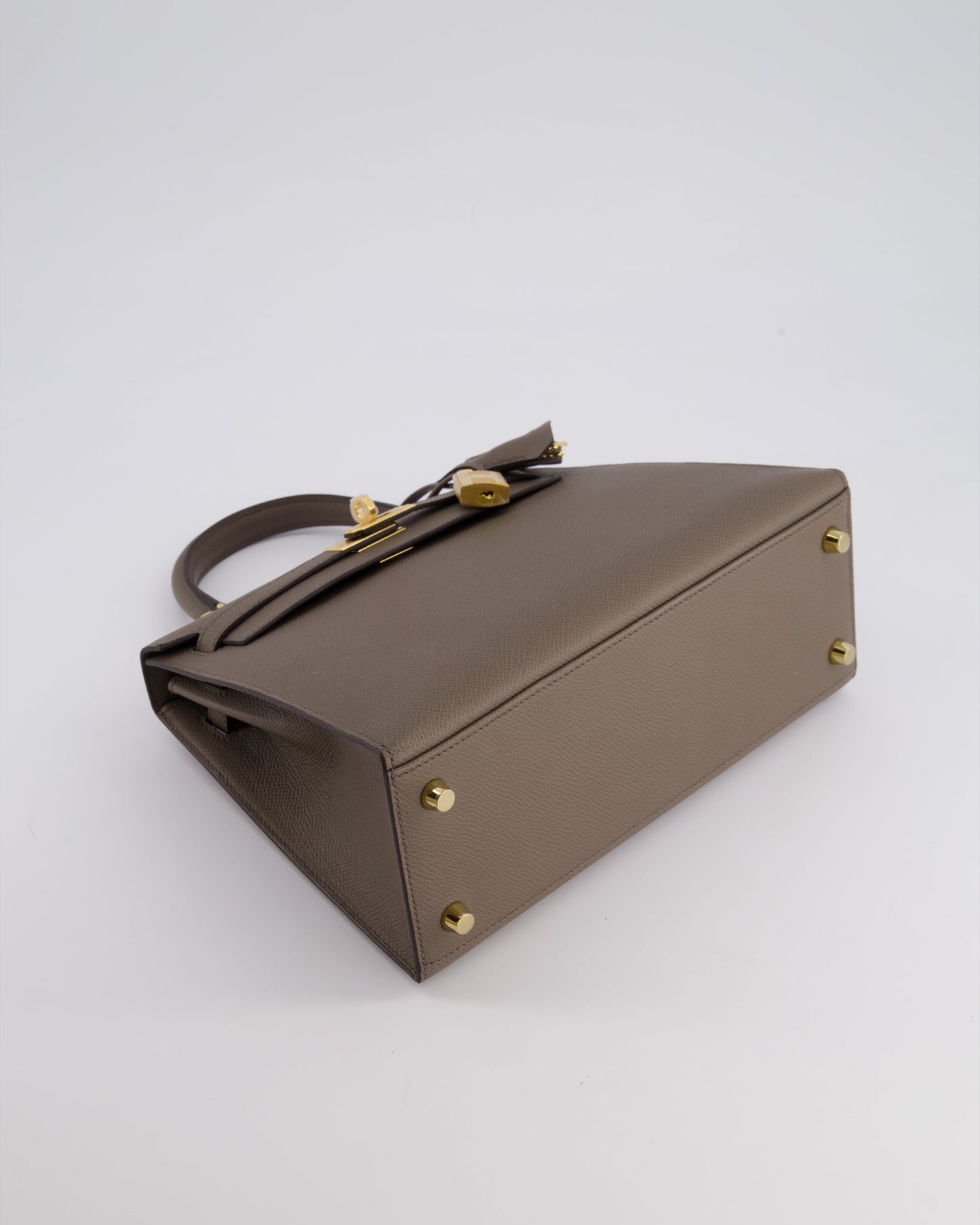 *RARE* Hermes Kelly 25 Sellier Bag in Gris Etain Epsom Leather with Gold Hardware
