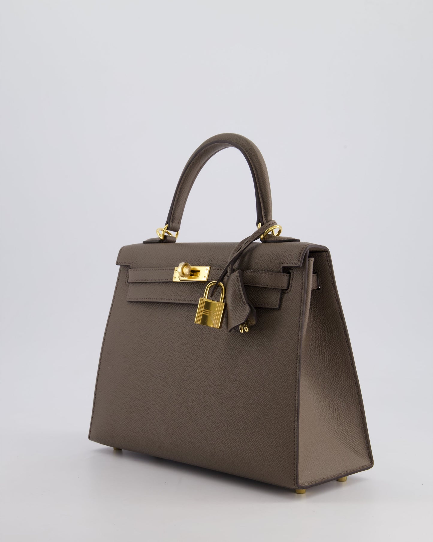 *RARE* Hermes Kelly 25 Sellier Bag in Gris Etain Epsom Leather with Gold Hardware