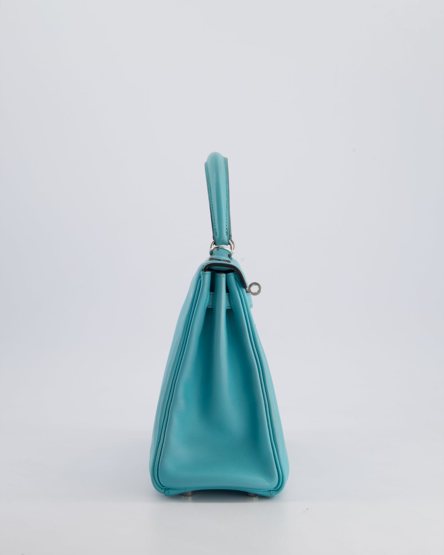 Hermes Kelly 25 Retourne Bag in Bleu Atoll Swift Leather with Palladium Hardware