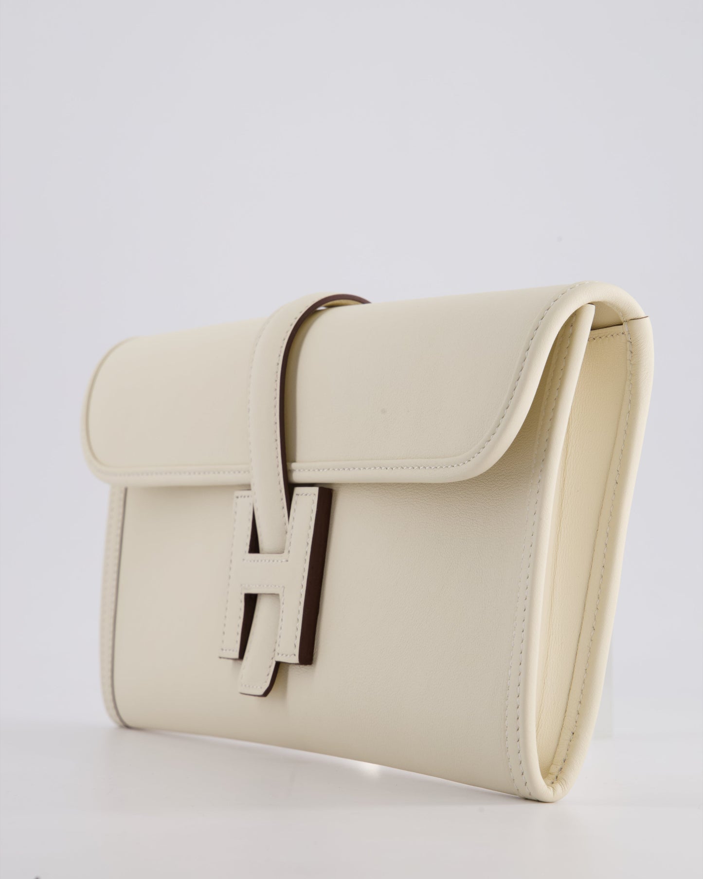 Hermes Jige Elan 29cm Clutch Bag in Nata Evercolour Leather