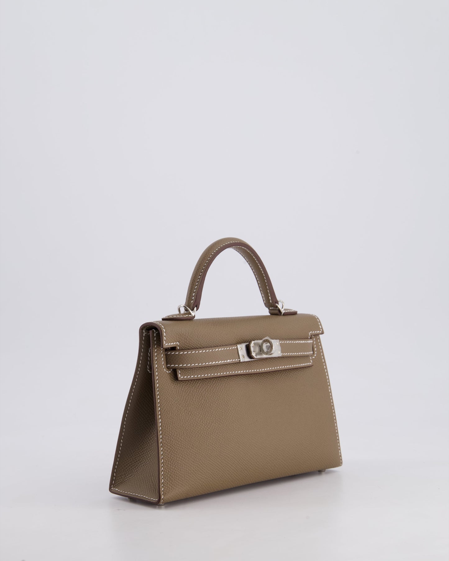 *HOT* Hermes Mini Kelly II 20 Bag in Etoupe Epsom Leather with Palladium Hardware