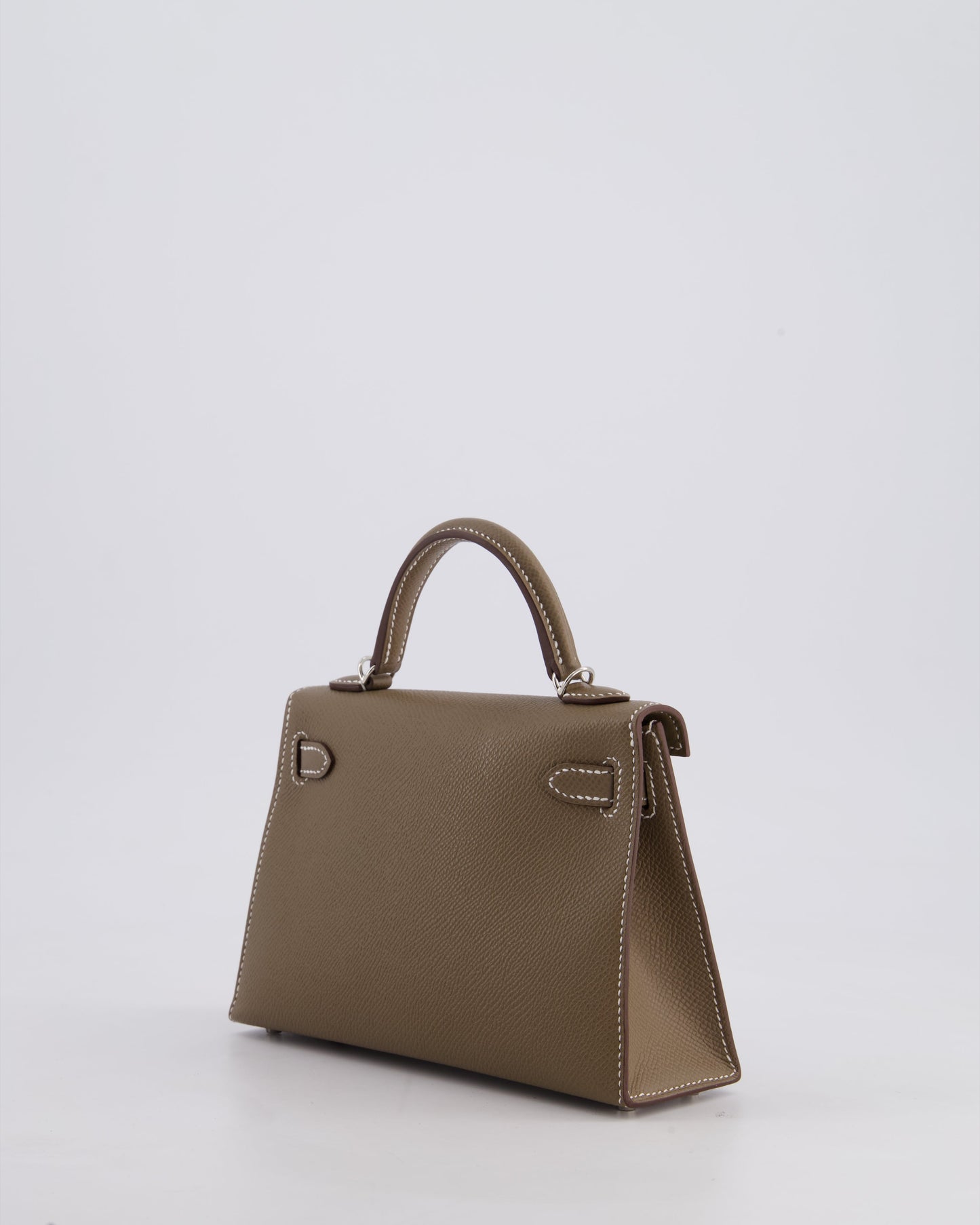 *HOT* Hermes Mini Kelly II 20 Bag in Etoupe Epsom Leather with Palladium Hardware