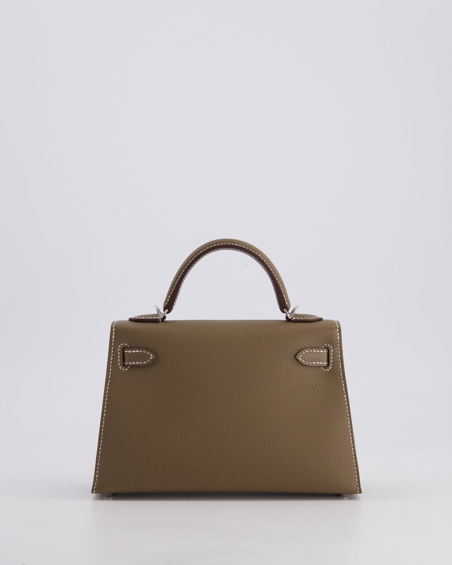 *HOT* Hermes Mini Kelly II 20 Bag in Etoupe Epsom Leather with Palladium Hardware