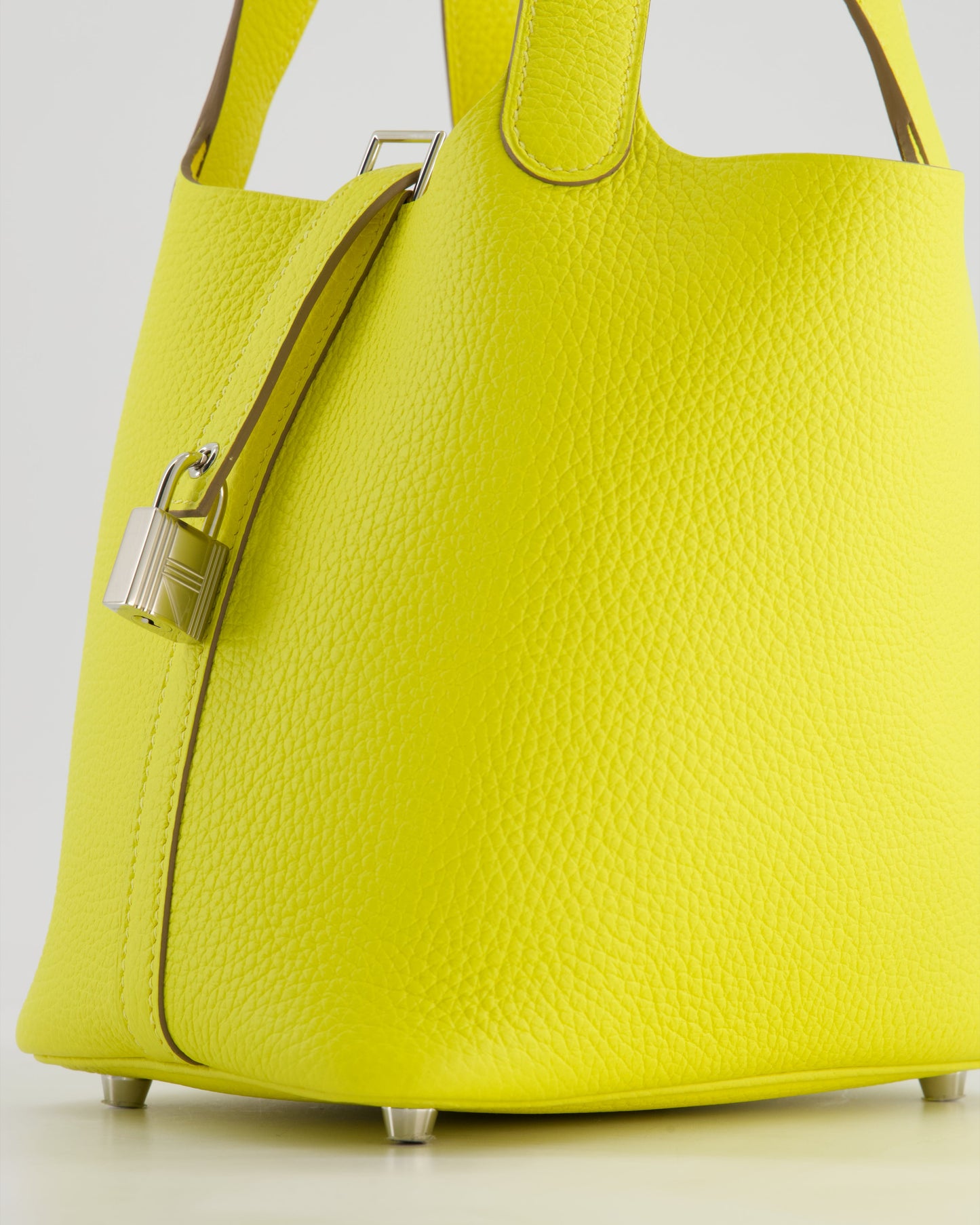 Hermes Picotin Lock Bag 18cm in Lime Clemence Leather with Palladium Hardware