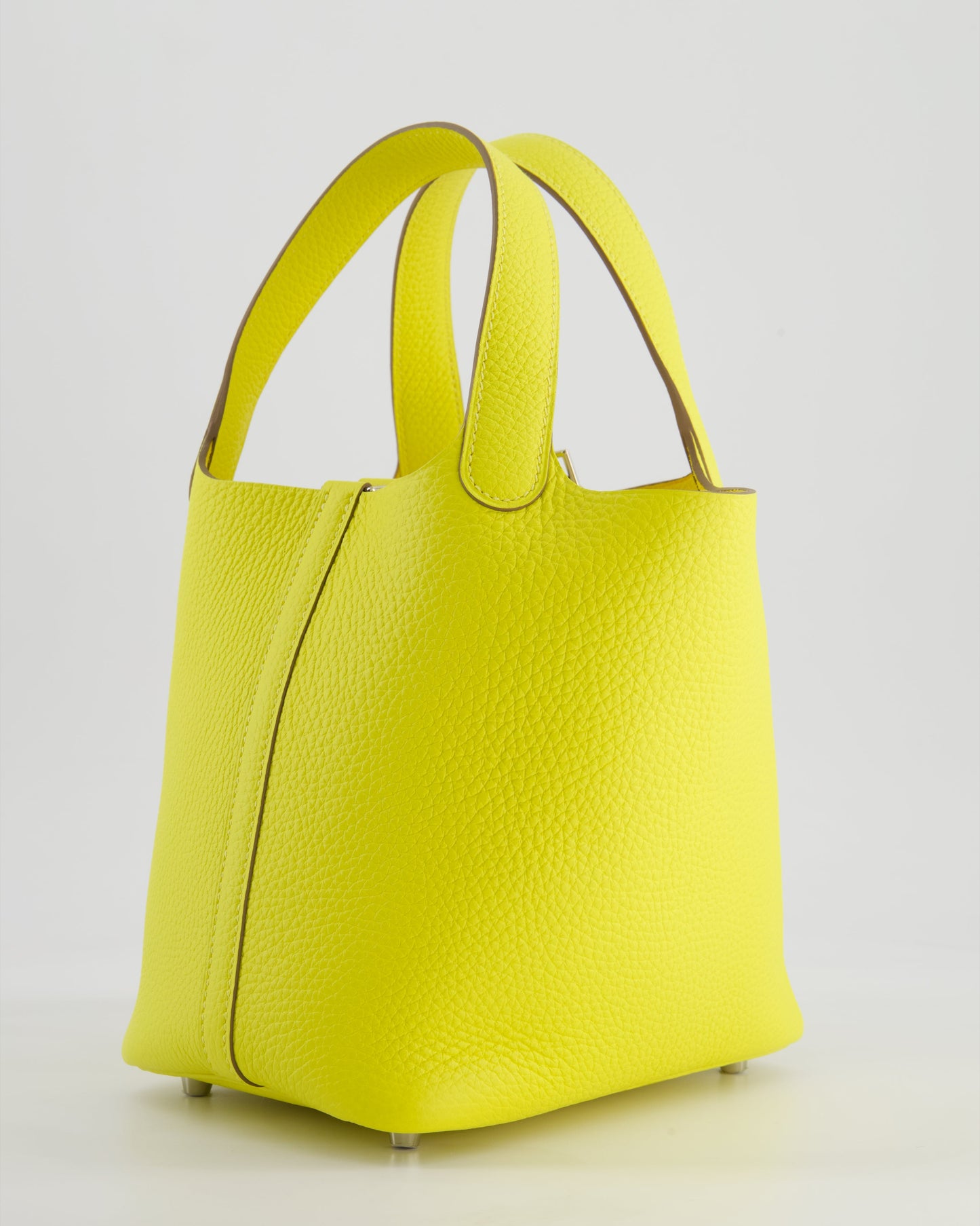 Hermes Picotin Lock Bag 18cm in Lime Clemence Leather with Palladium Hardware