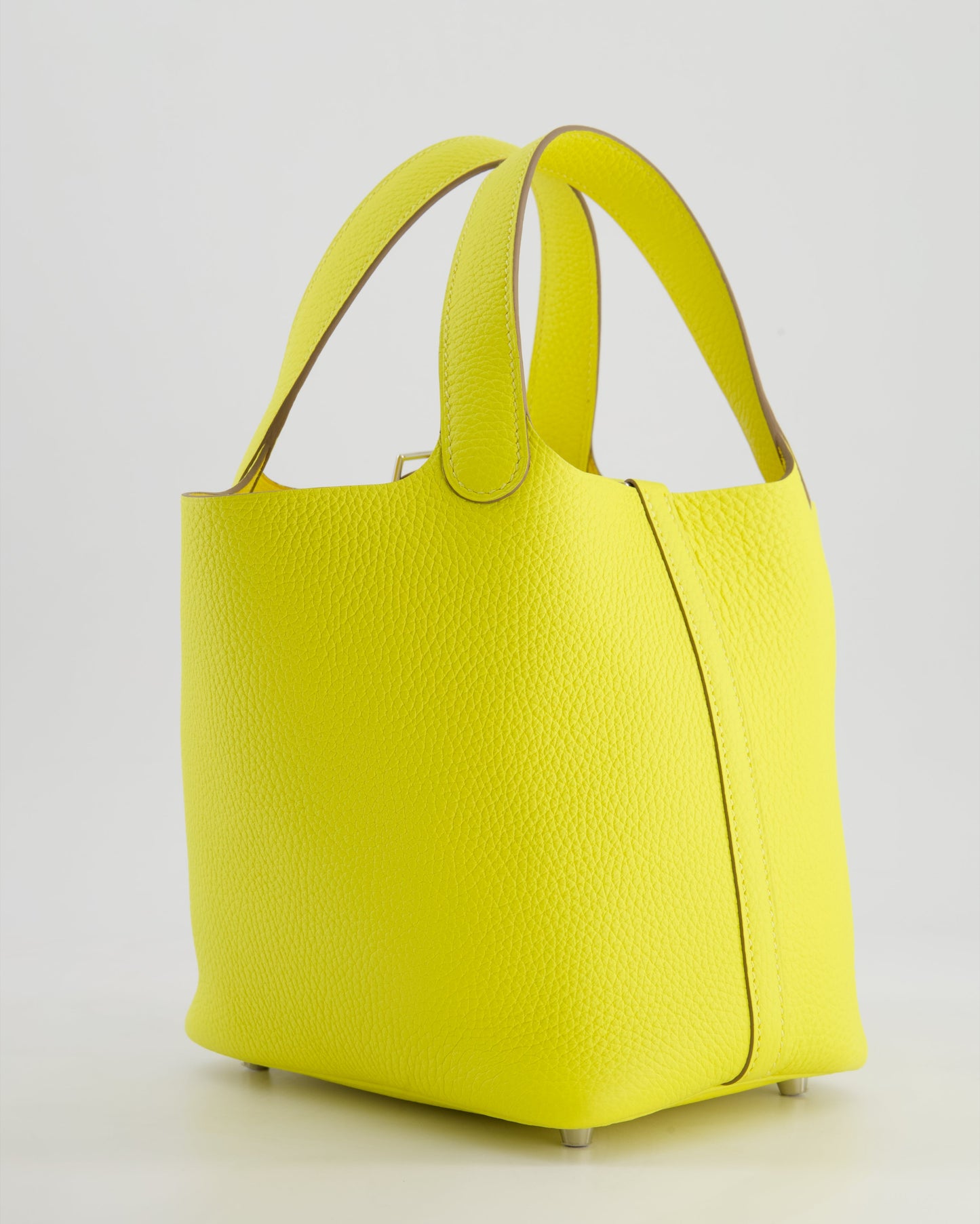 Hermes Picotin Lock Bag 18cm in Lime Clemence Leather with Palladium Hardware