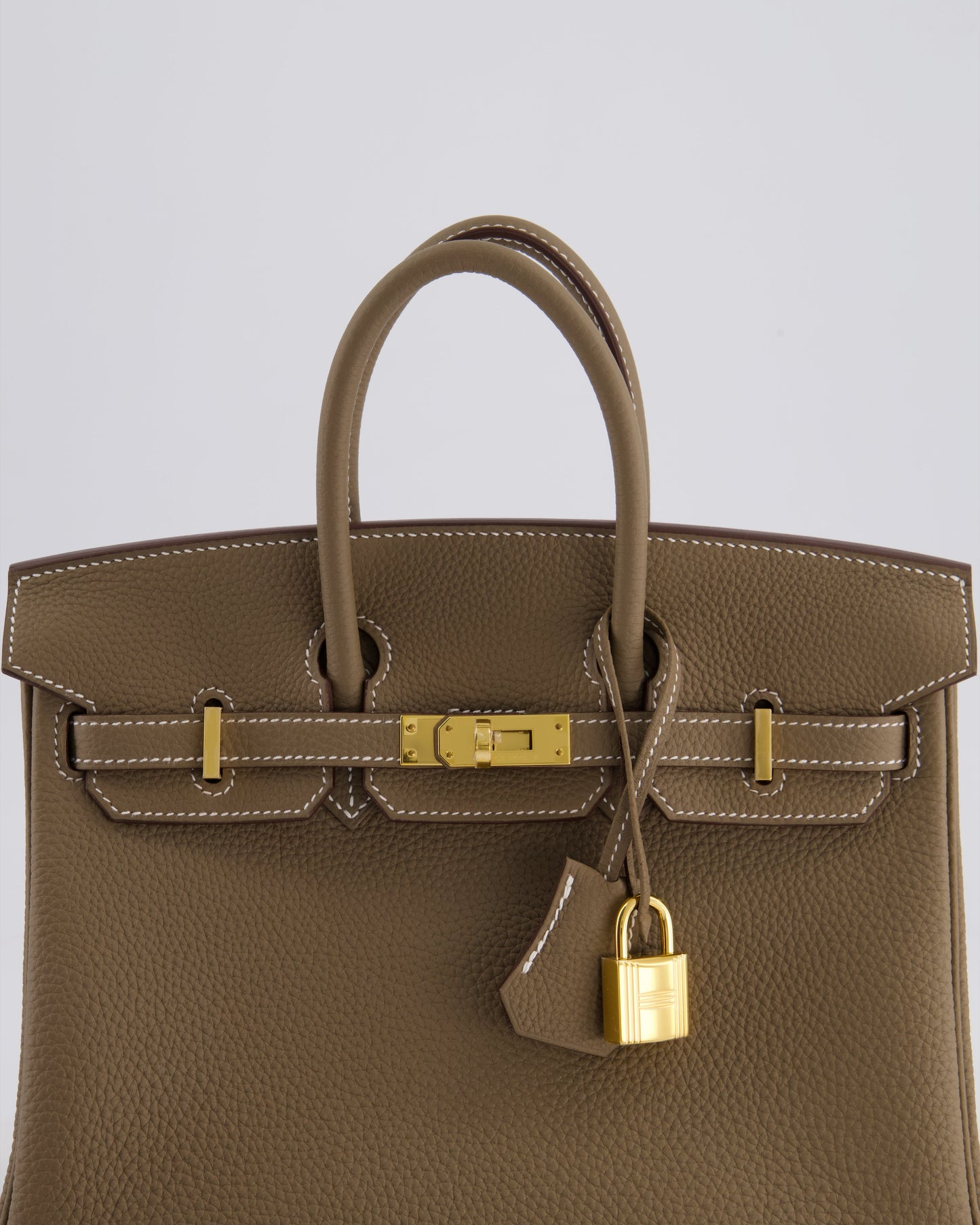 Hermes Birkin 25 Retourne Bag in Etoupe Togo Leather with Gold Hardware