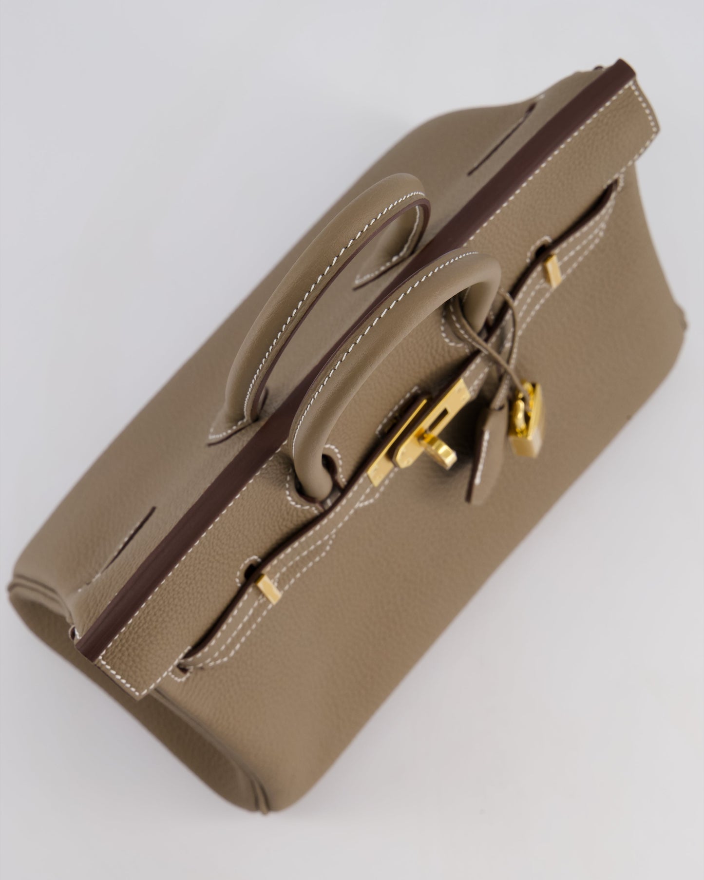 Hermes Birkin 25 Retourne Bag in Etoupe Togo Leather with Gold Hardware