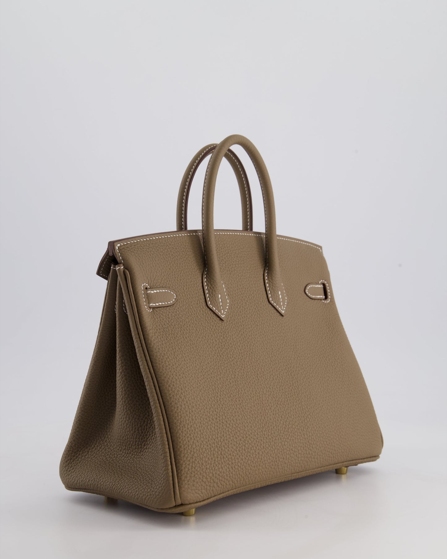 Hermes Birkin 25 Retourne Bag in Etoupe Togo Leather with Gold Hardware