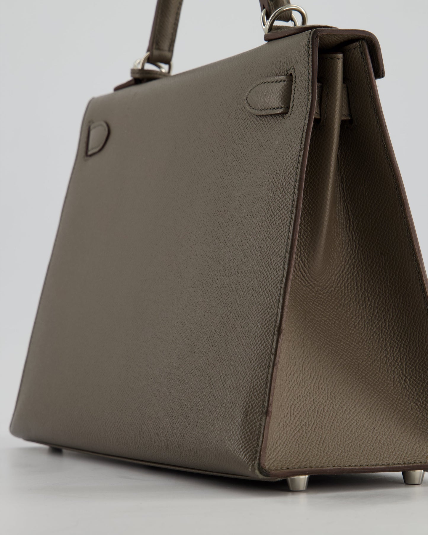 Hermes HSS Kelly 28 Sellier Bag in Gris Etain Epsom Leather with Palladium Hardware