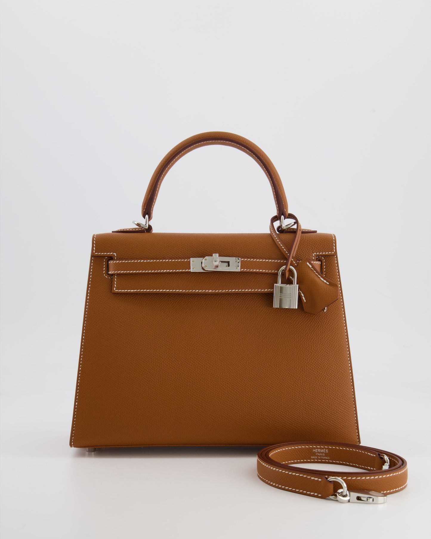 Hermes Kelly 25 Sellier Bag in Gold Epsom Leather with Palladium Hardware