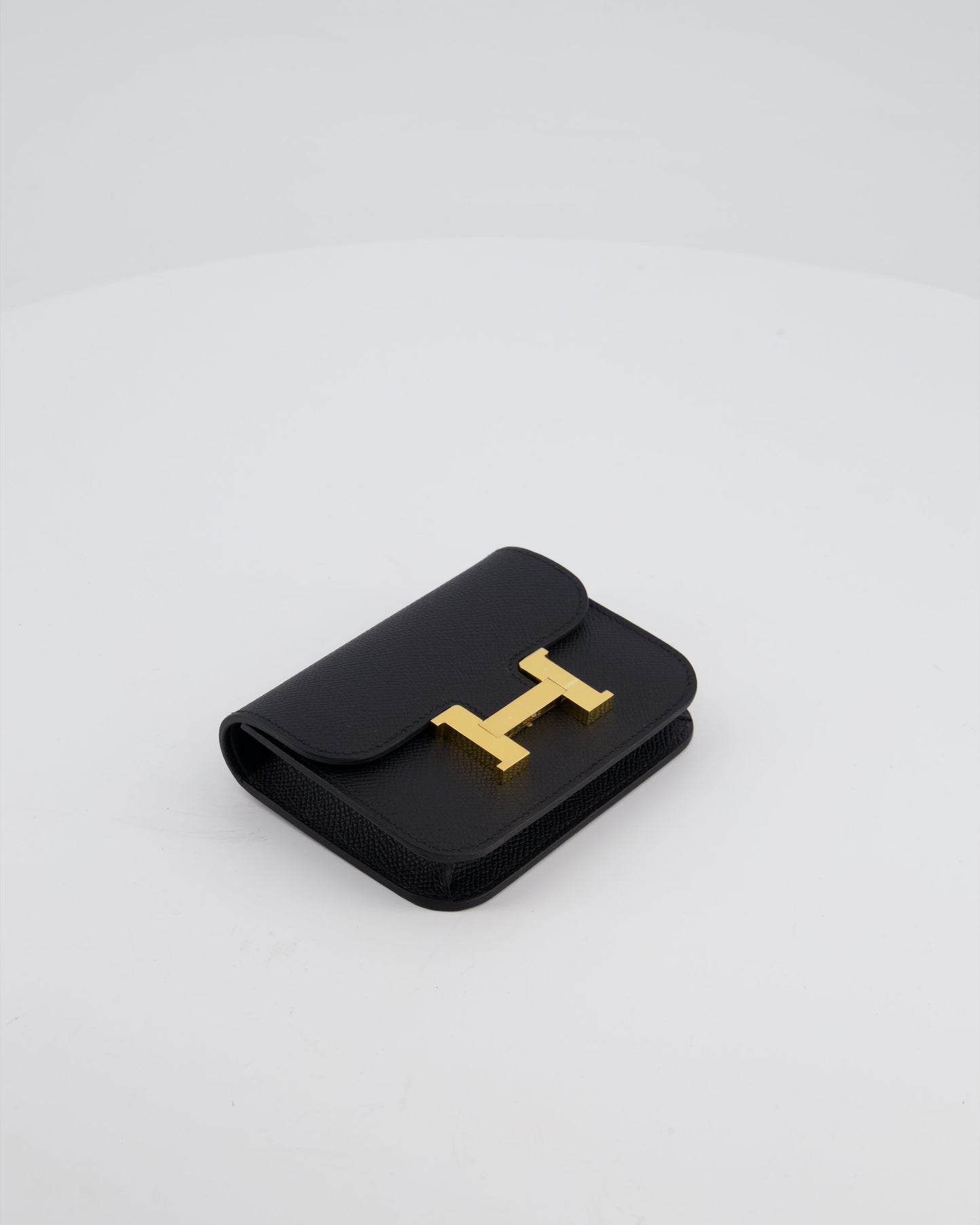 Hermes Constance Slim Belt Wallet Bag in Black Epsom Leather with Pocket and Gold Hardware