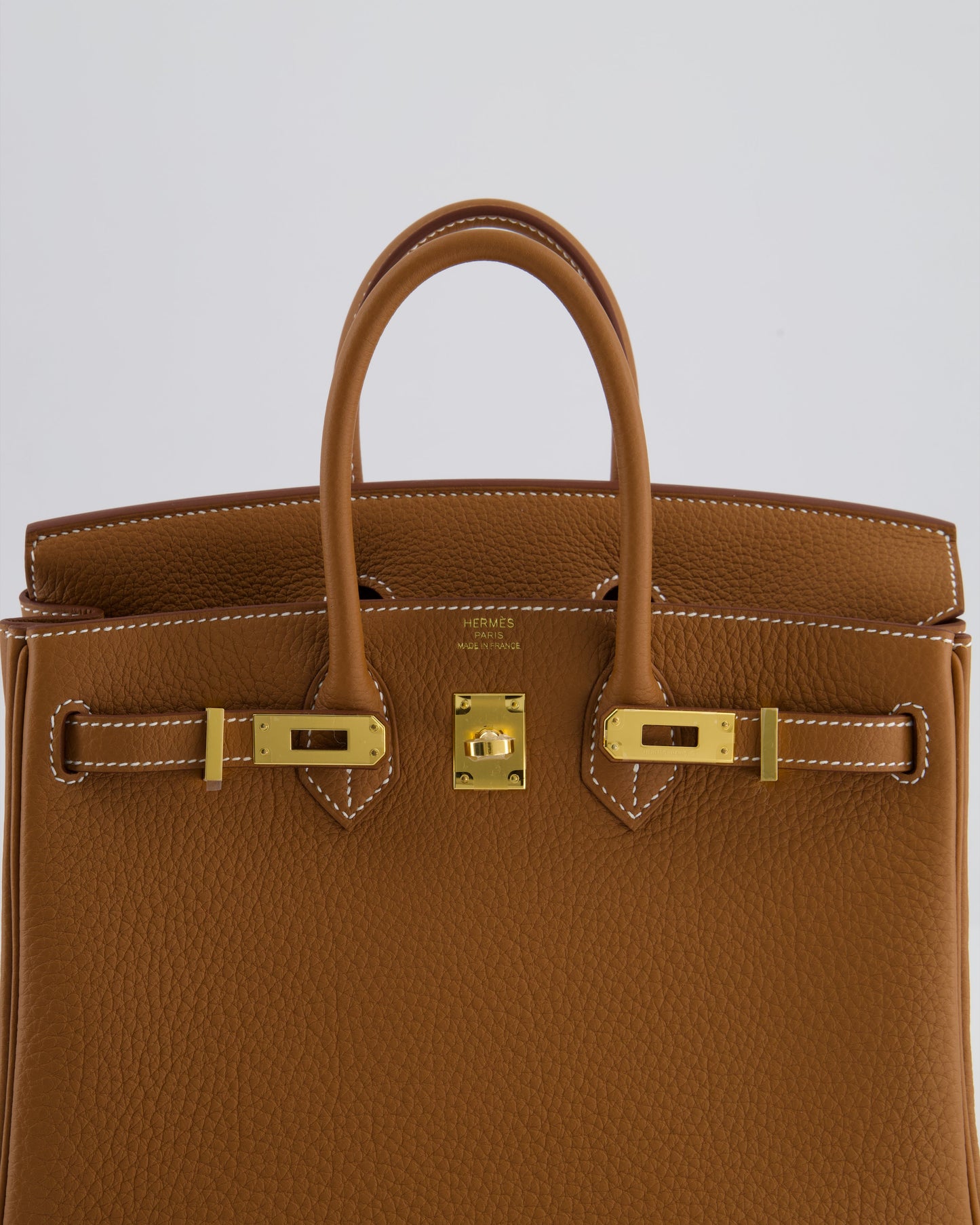 Hermes Birkin 25 Retourne Bag in Gold Togo Leather with Gold Hardware