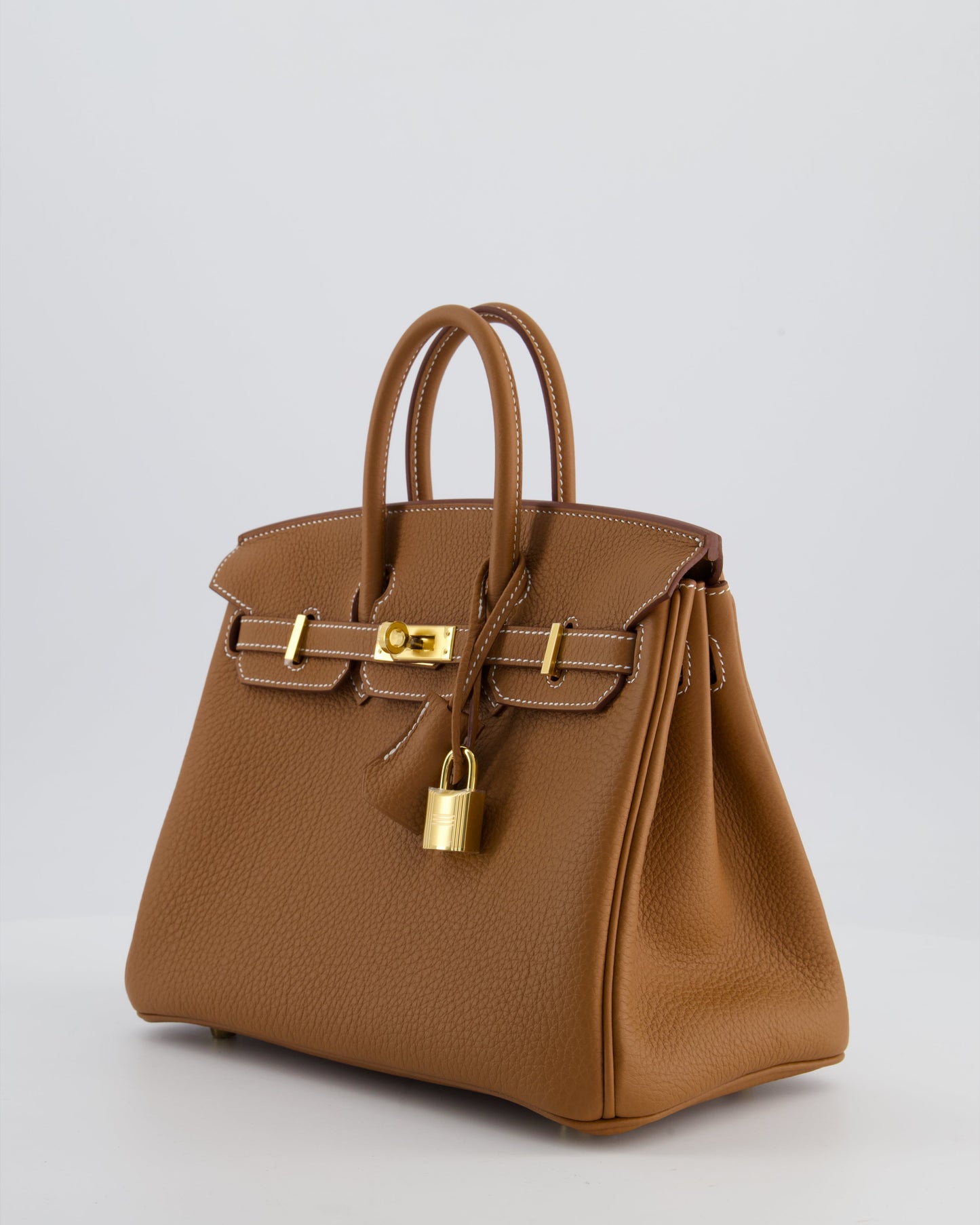 Hermes Birkin 25 Retourne Bag in Gold Togo Leather with Gold Hardware