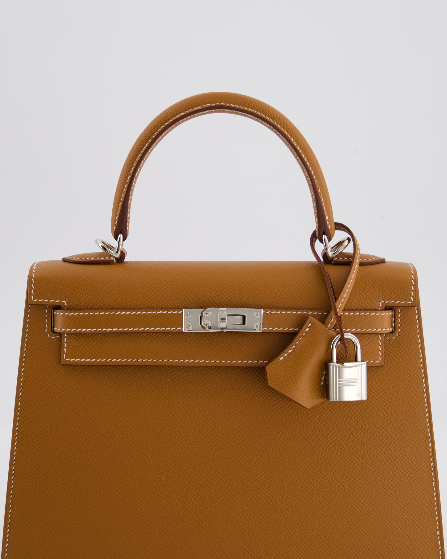Hermes Kelly 25 Sellier Bag in Gold Epsom Leather with Palladium Hardware