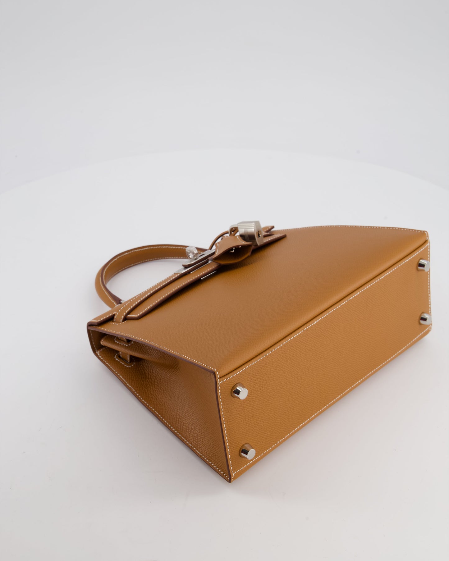Hermes Kelly 25 Sellier Bag in Gold Epsom Leather with Palladium Hardware