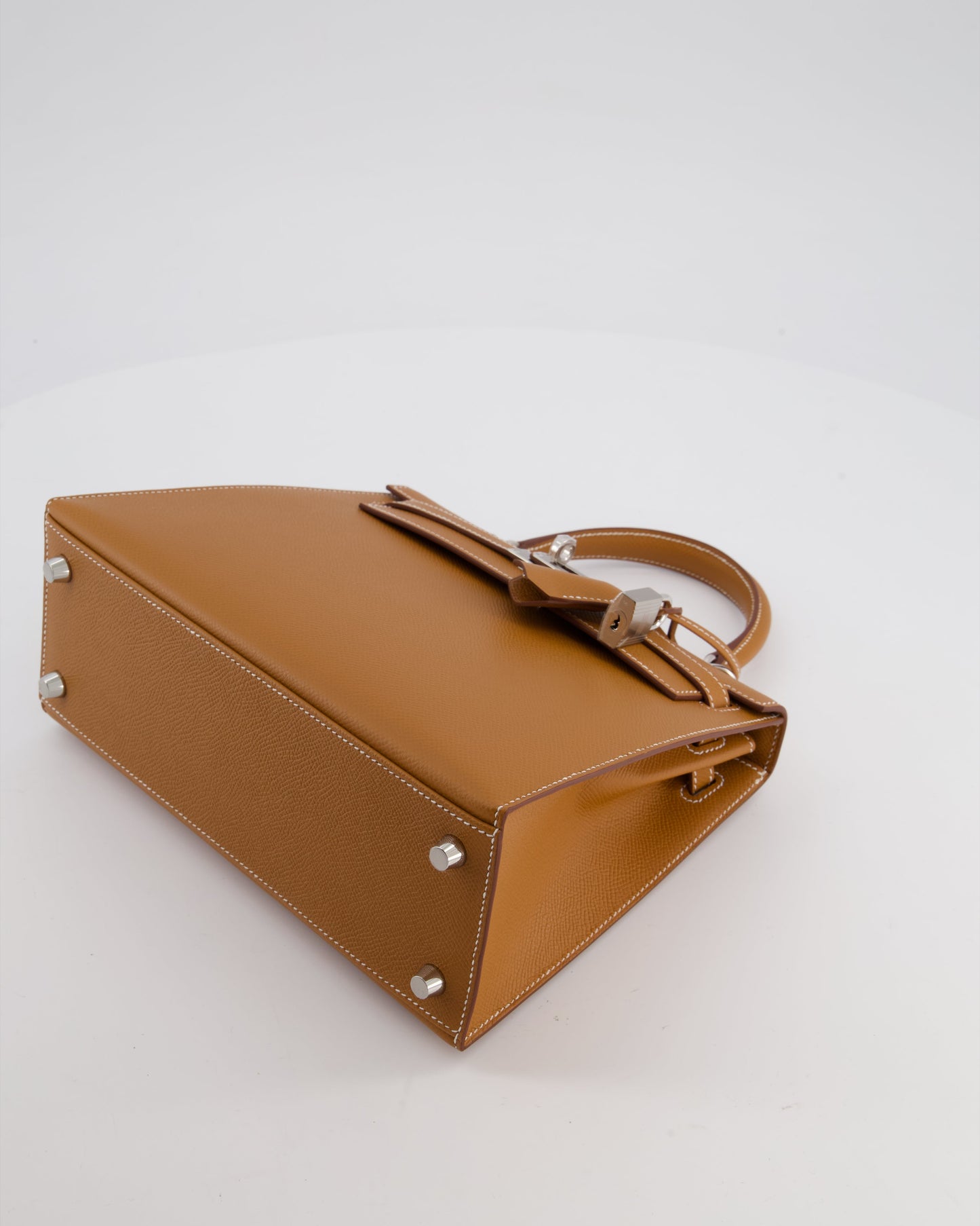 Hermes Kelly 25 Sellier Bag in Gold Epsom Leather with Palladium Hardware