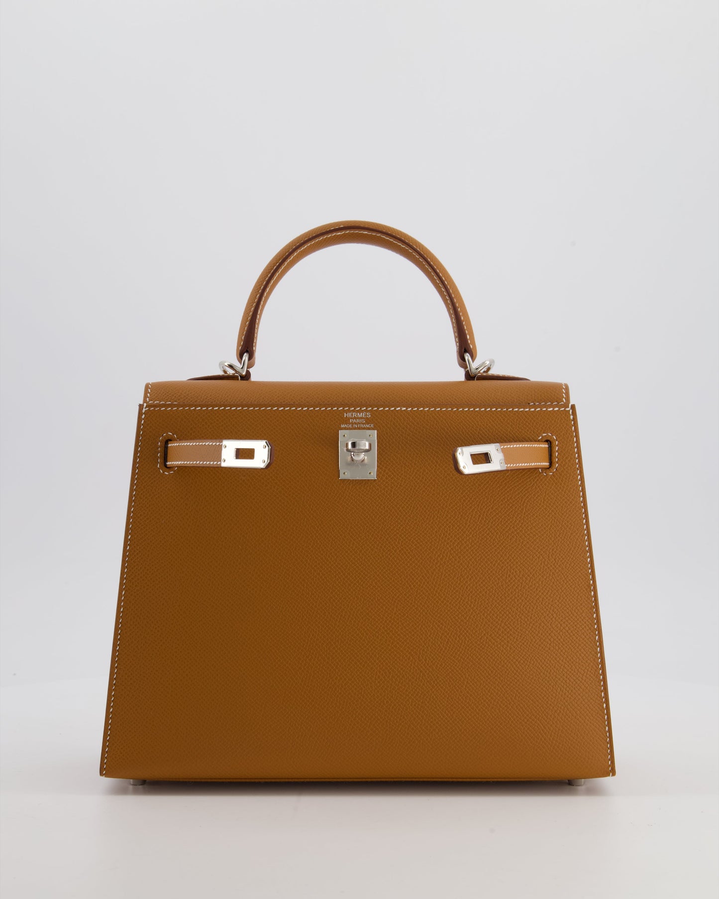 Hermes Kelly 25 Sellier Bag in Gold Epsom Leather with Palladium Hardware