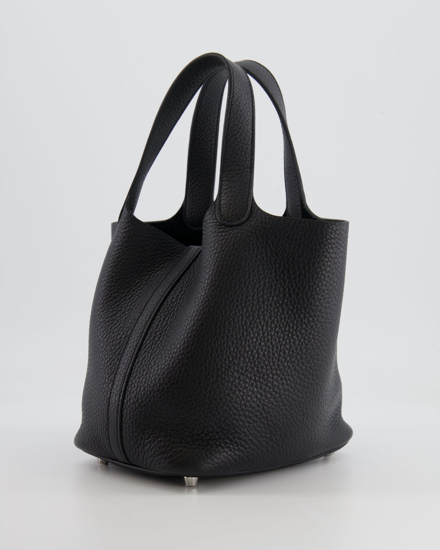 Hermes Picotin 18cm Lock Bag in Noir Clemence Leather with Palladium Hardware