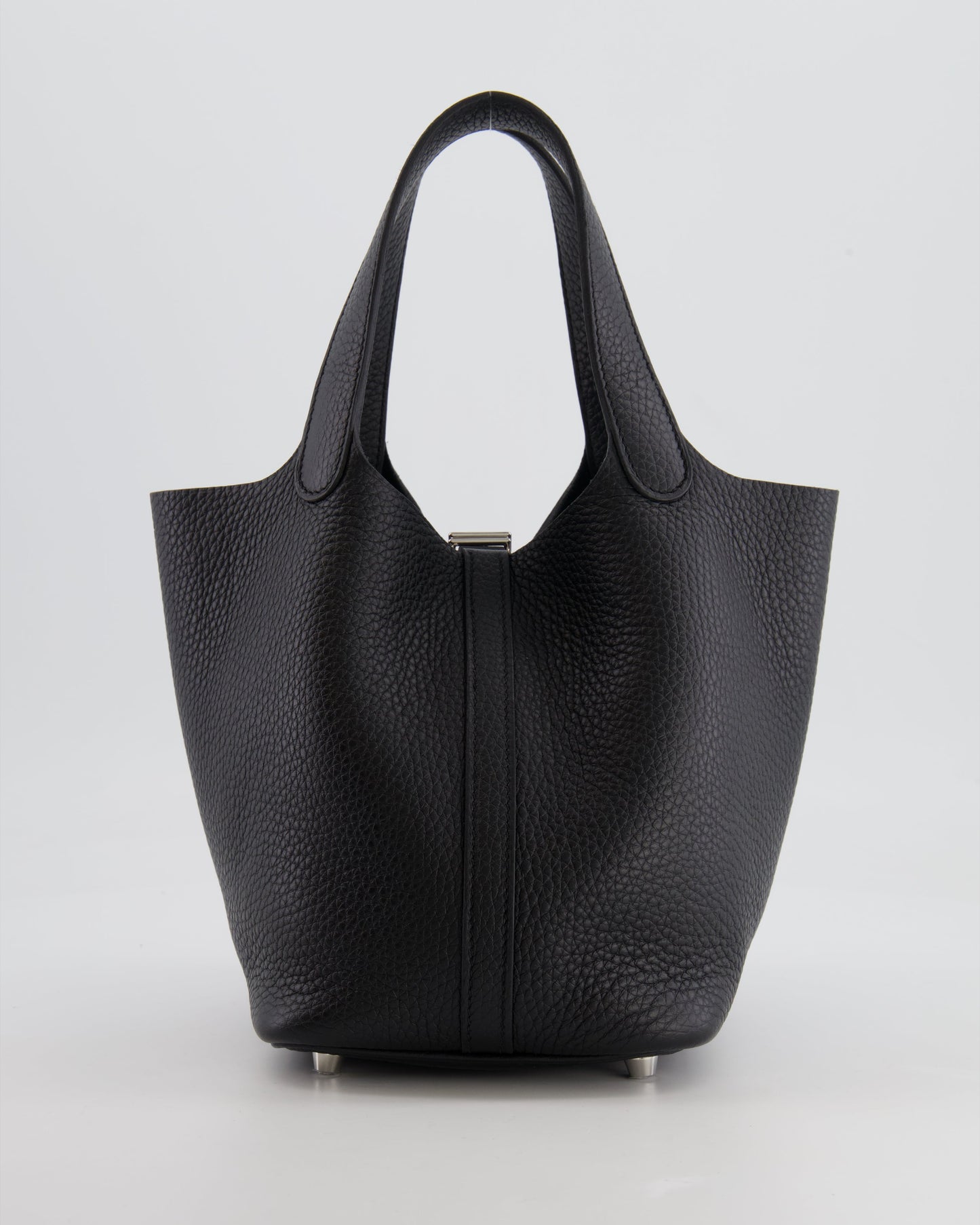 Hermes Picotin 18cm Lock Bag in Noir Clemence Leather with Palladium Hardware