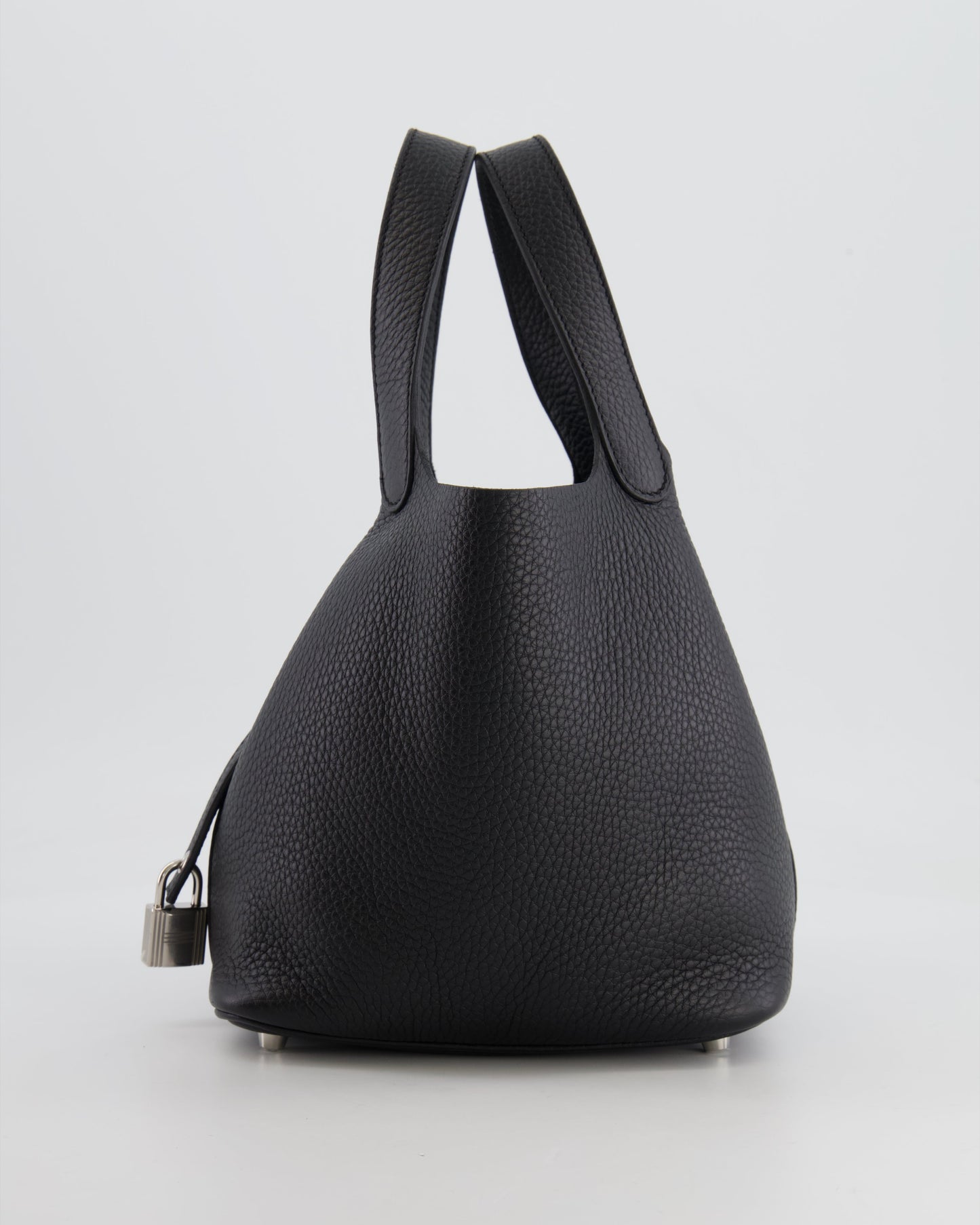 Hermes Picotin 18cm Lock Bag in Noir Clemence Leather with Palladium Hardware