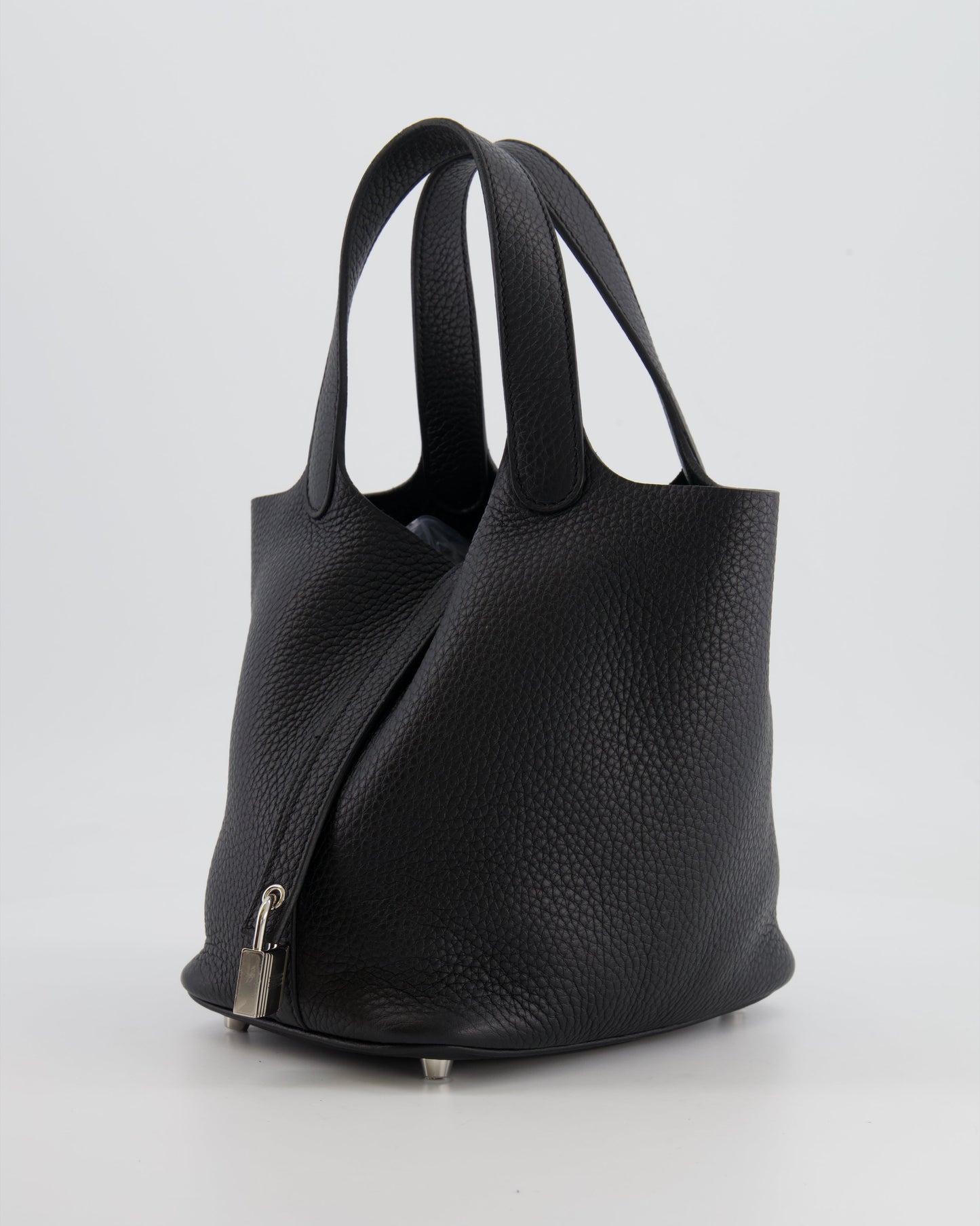 Hermes Picotin 18cm Lock Bag in Noir Clemence Leather with Palladium Hardware