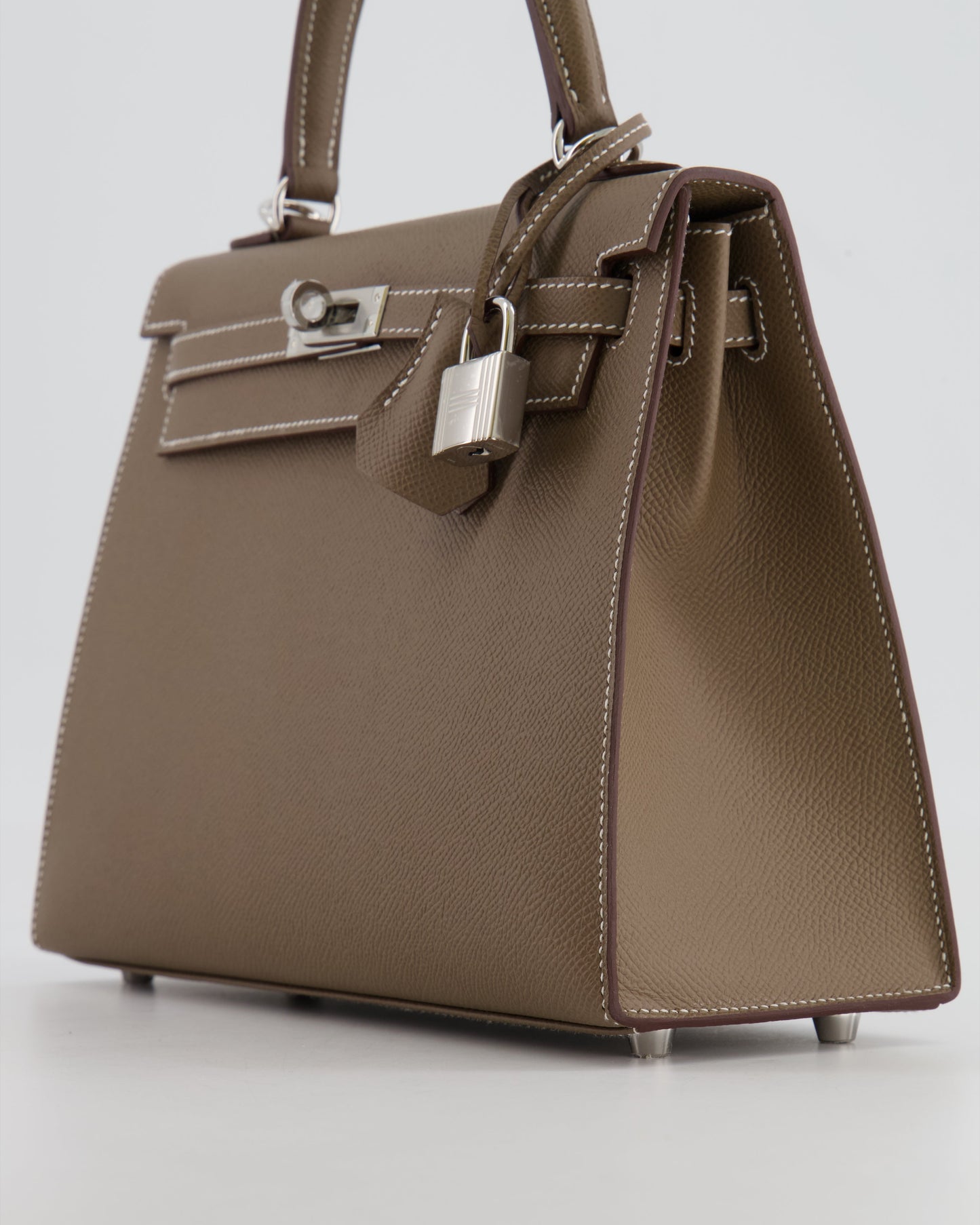 Hermes Kelly 25 Sellier Bag in Etoupe Epsom Leather with Palladium Hardware