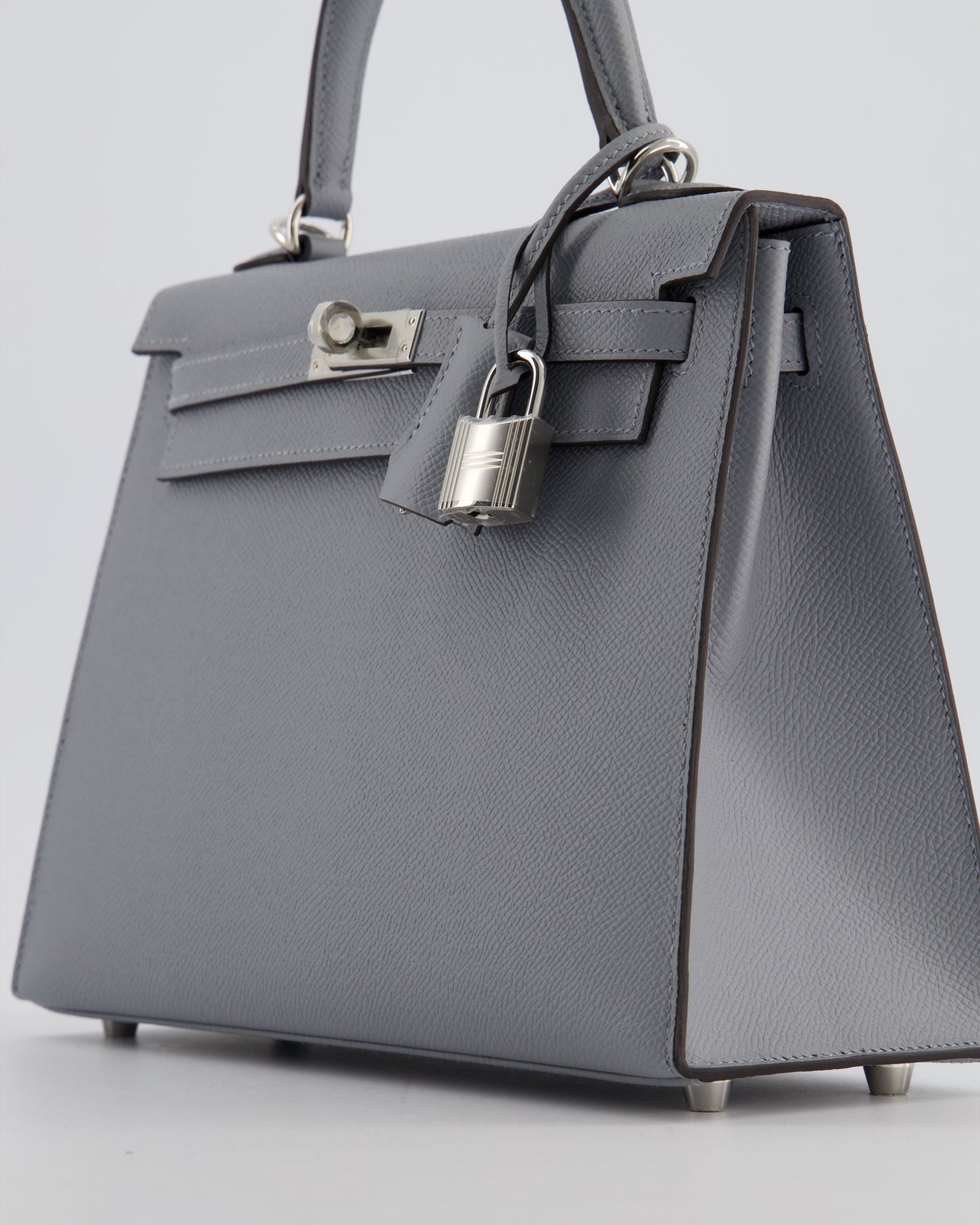 Hermes Kelly 25 Sellier Bag in Gris Pantin Epsom Leather with Palladium Hardware