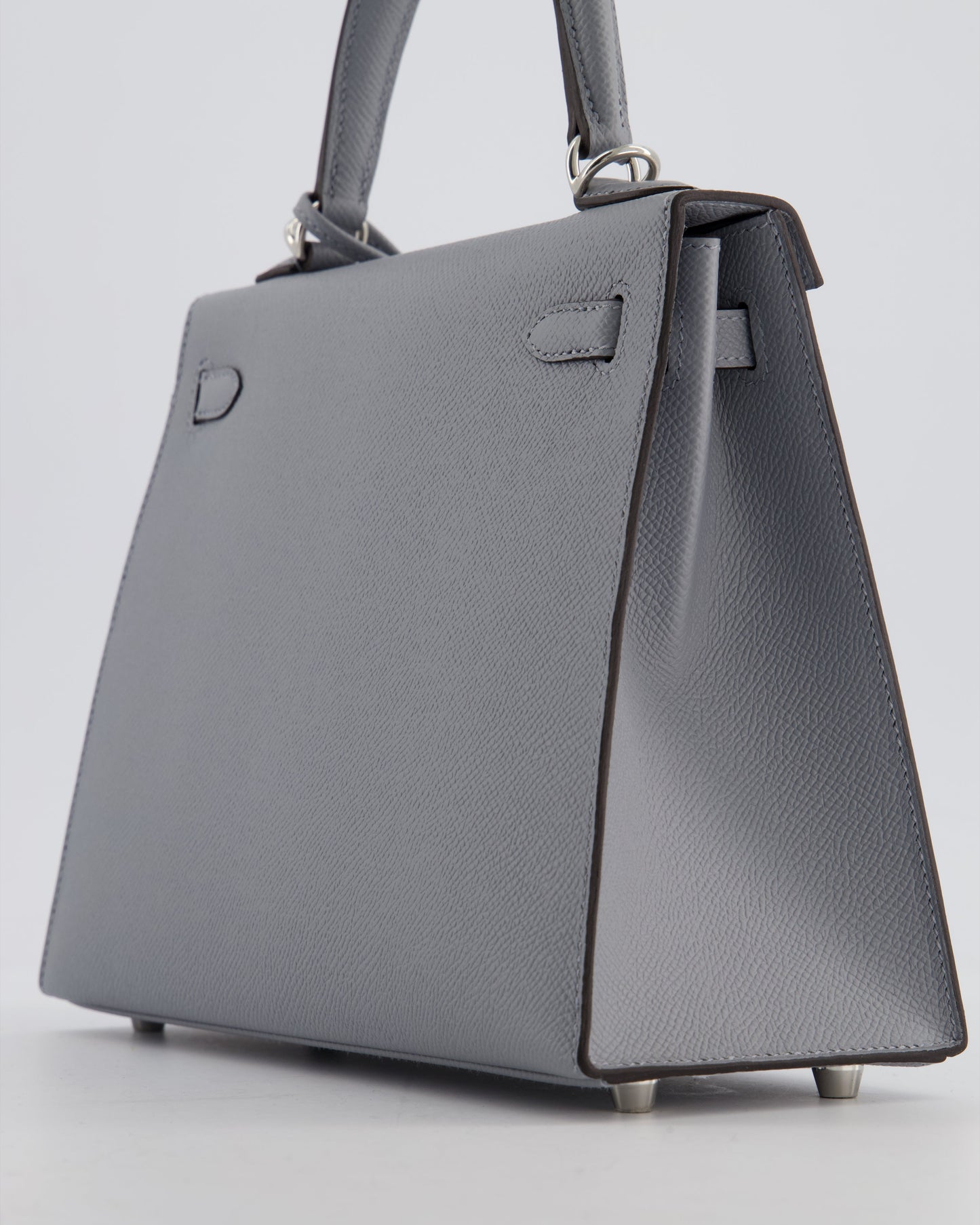 Hermes Kelly 25 Sellier Bag in Gris Pantin Epsom Leather with Palladium Hardware