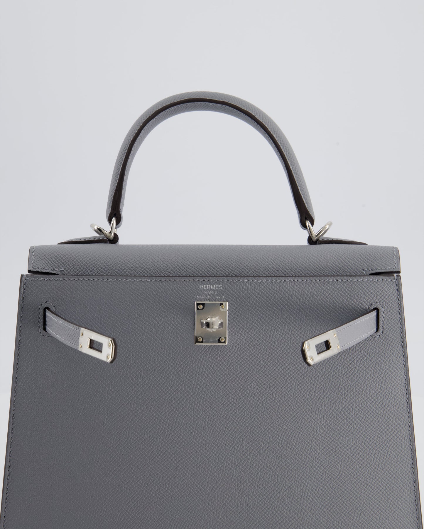 Hermes Kelly 25 Sellier Bag in Gris Pantin Epsom Leather with Palladium Hardware