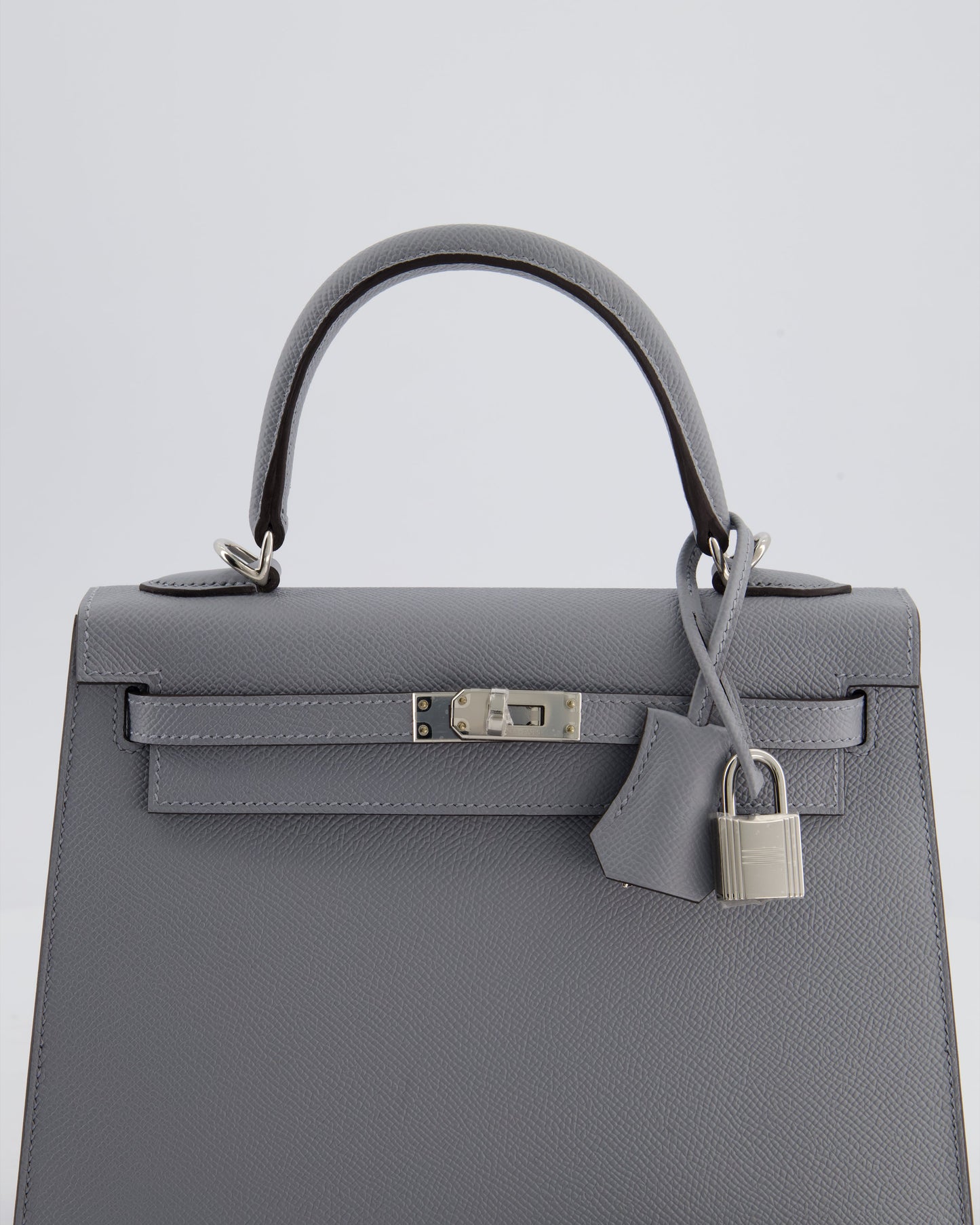 Hermes Kelly 25 Sellier Bag in Gris Pantin Epsom Leather with Palladium Hardware