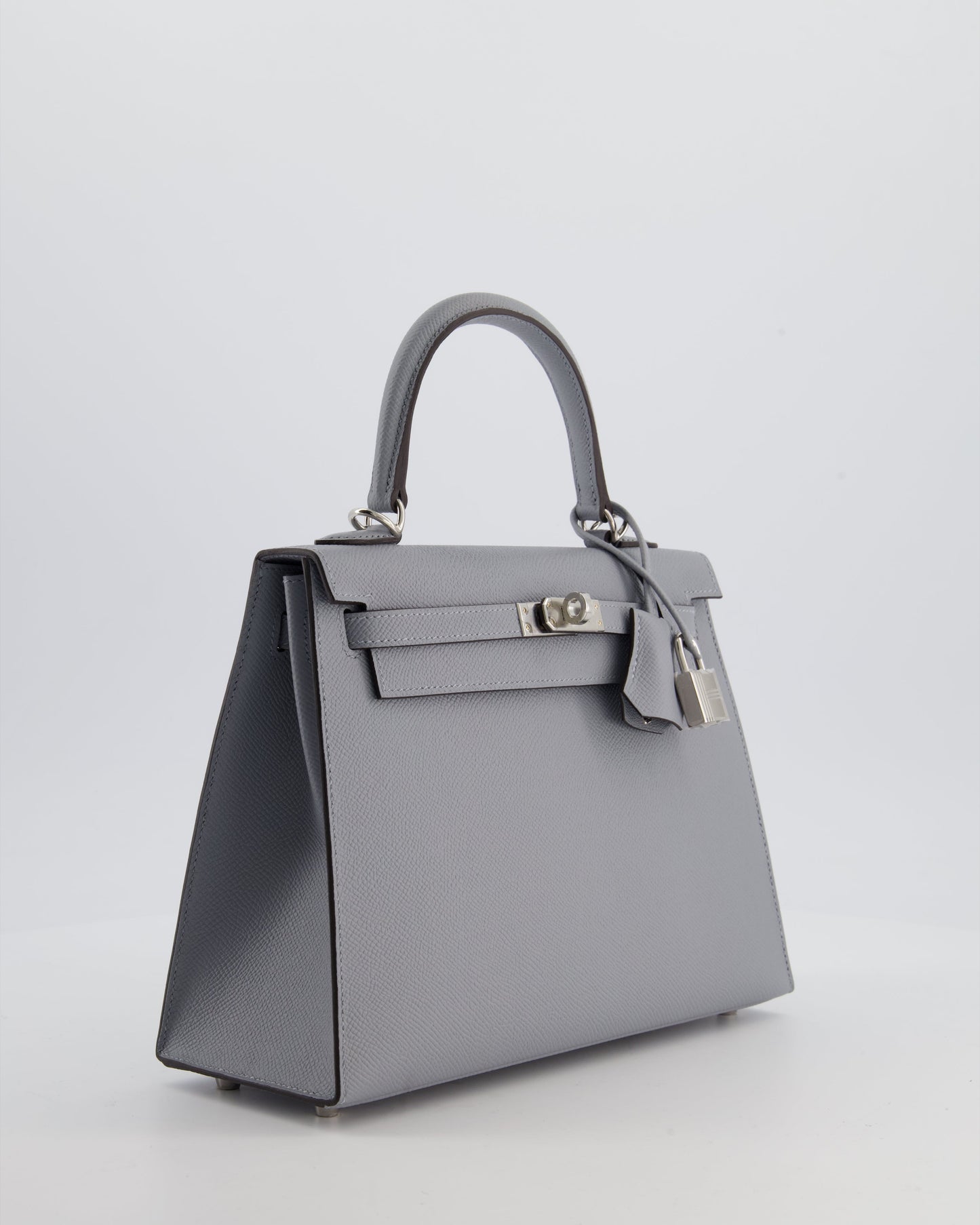 Hermes Kelly 25 Sellier Bag in Gris Pantin Epsom Leather with Palladium Hardware