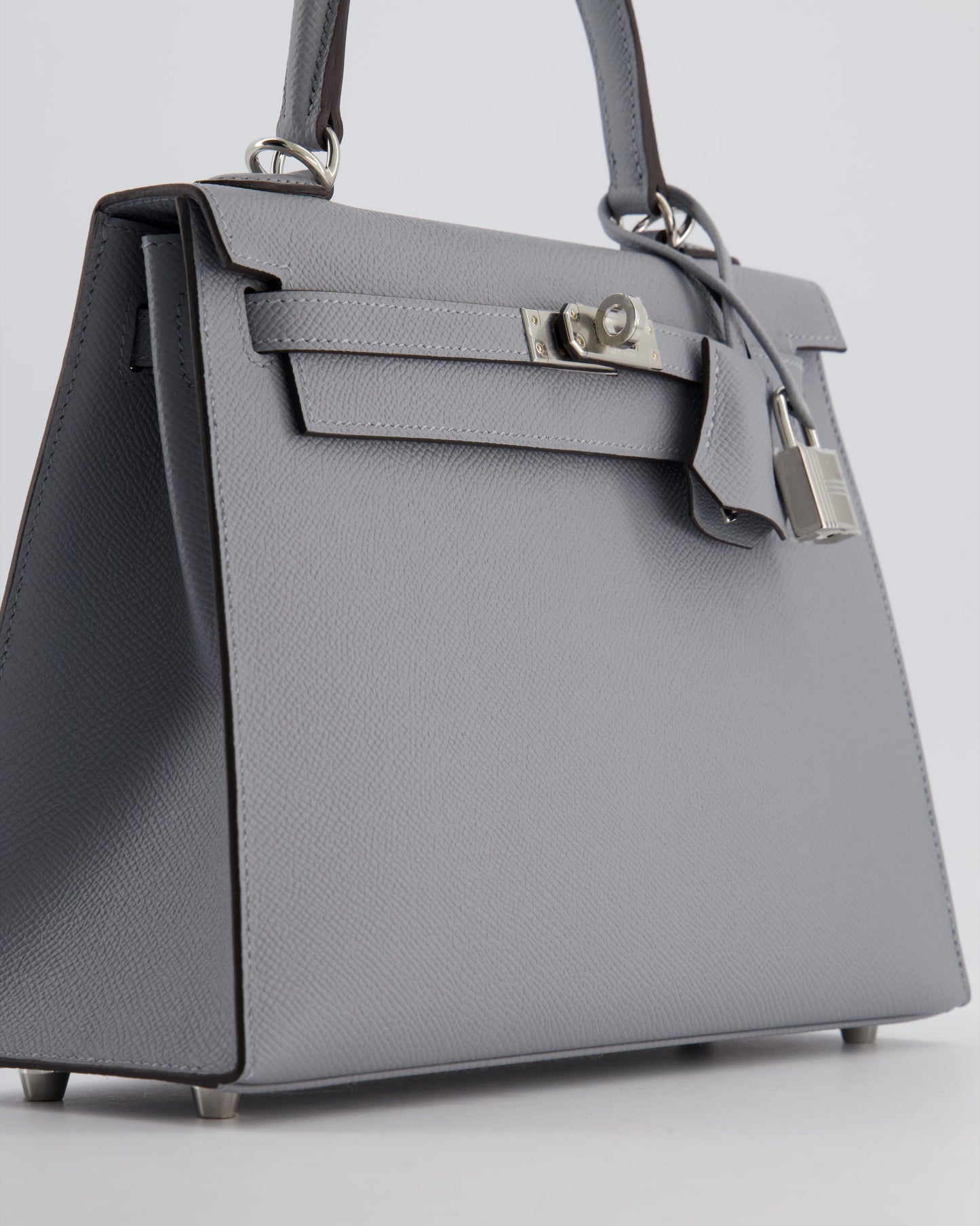 Hermes Kelly 25 Sellier Bag in Gris Pantin Epsom Leather with Palladium Hardware