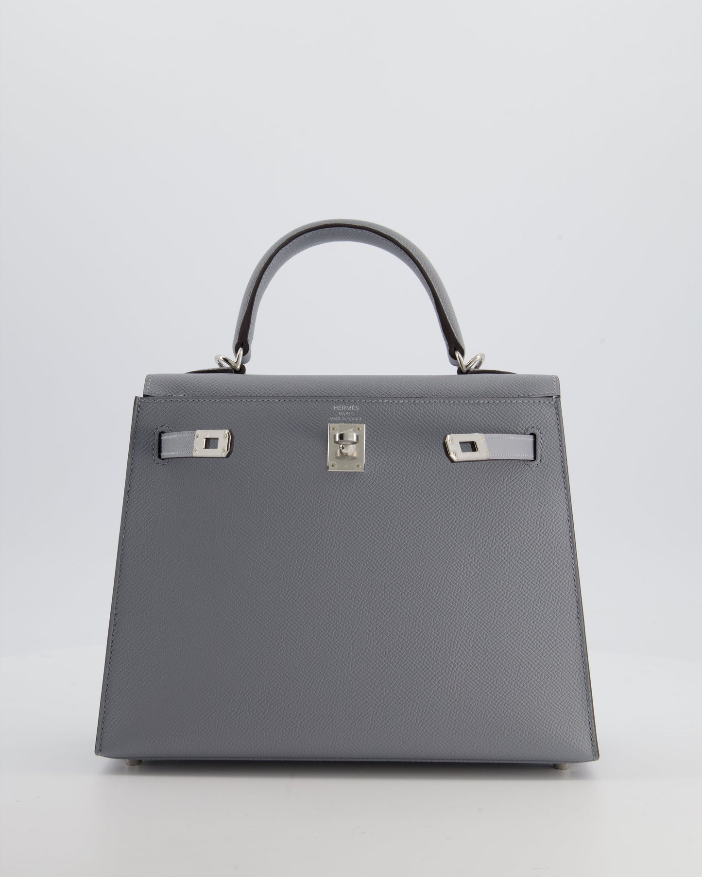 Hermes Kelly 25 Sellier Bag in Gris Pantin Epsom Leather with Palladium Hardware