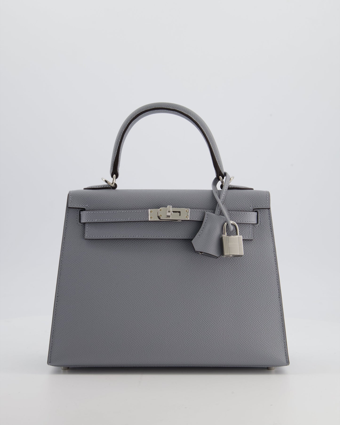 Hermes Kelly 25 Sellier Bag in Gris Pantin Epsom Leather with Palladium Hardware