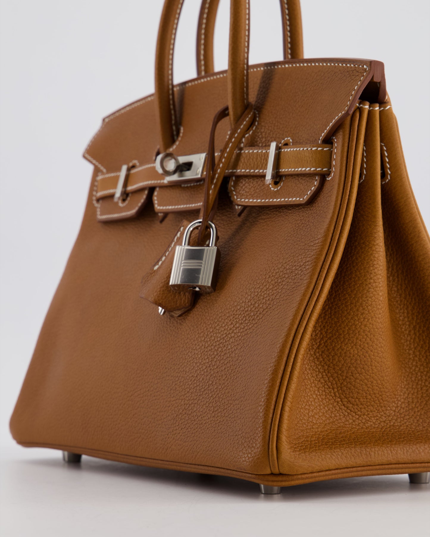 *RARE* Hermes Birkin 25 Retourne Bag in Fauve Barenia Faubourg Leather with Palladium Hardware