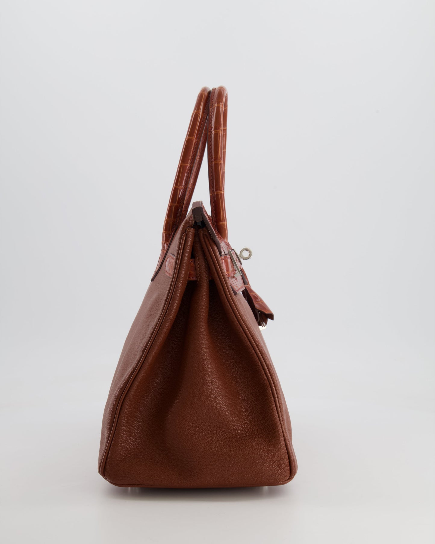 Hermes Birkin 30 Touch Bag in Noisette Chèvre Mysore and Etrusque Crocodile Niloticus Leather with Palladium Hardware