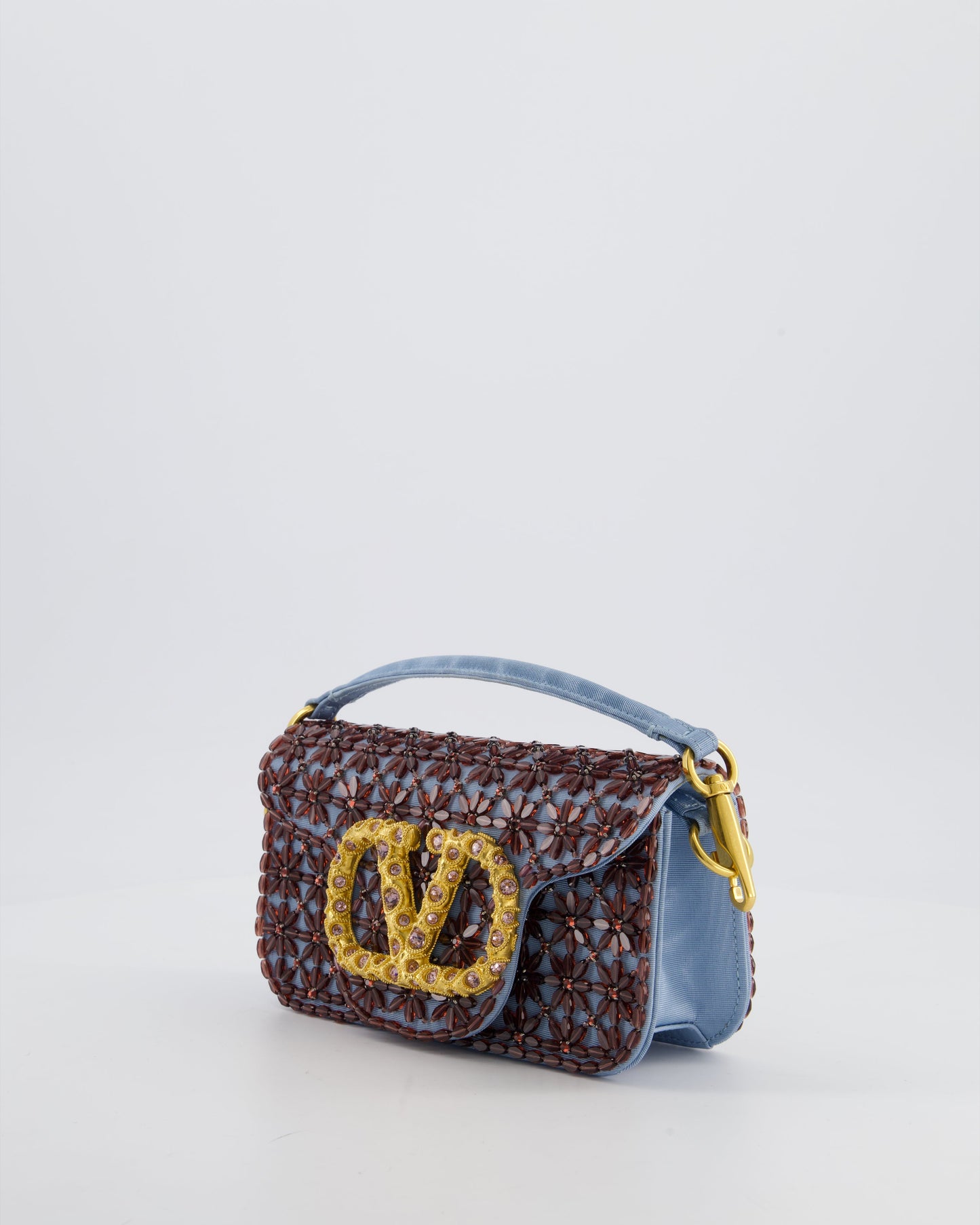 Valentino Multi Small Embroidered Loco Shoulder Bag with Gold tone Hardware