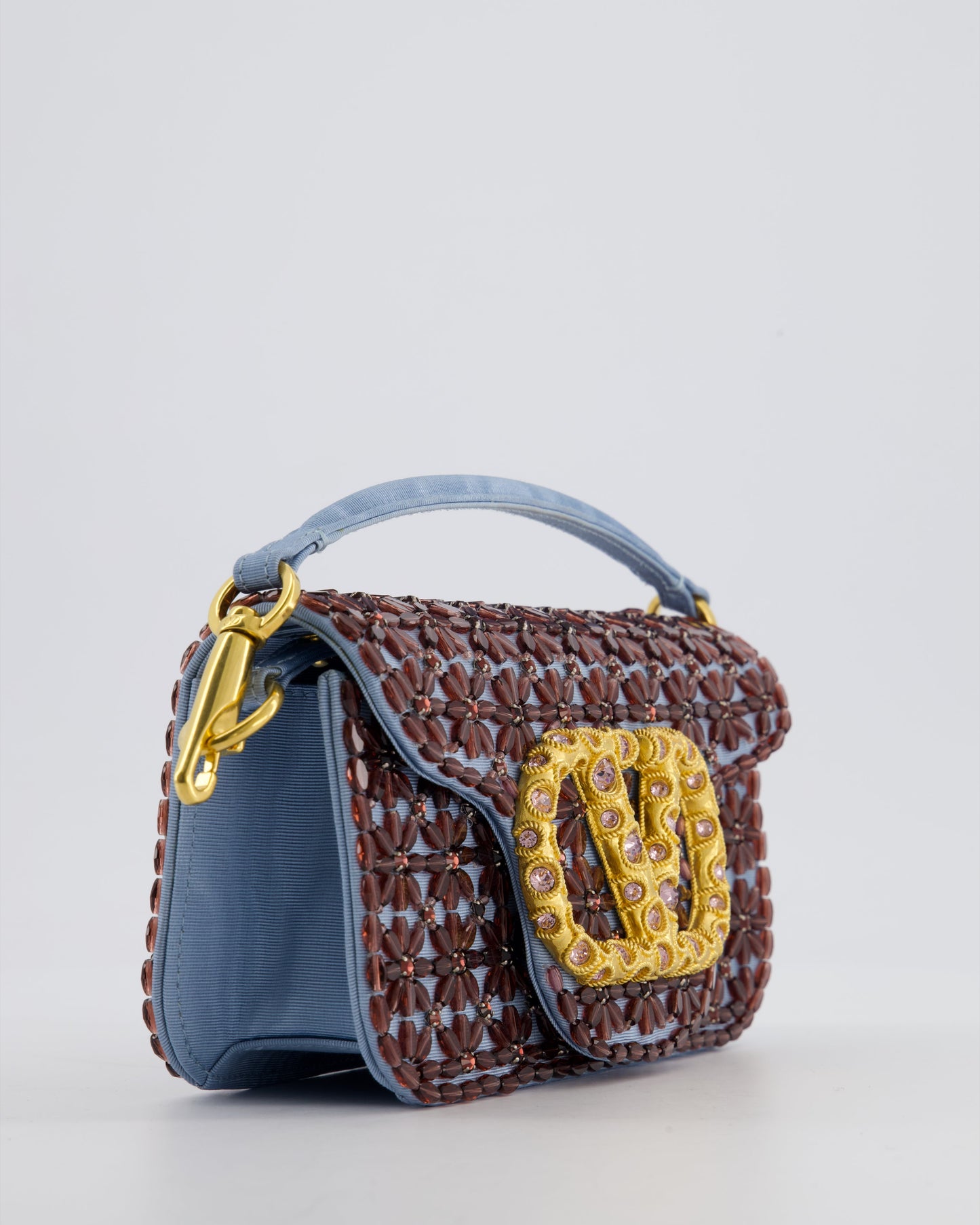 Valentino Multi Small Embroidered Loco Shoulder Bag with Gold tone Hardware